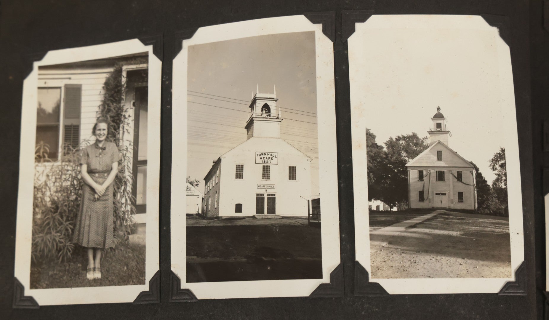 Lot 135 - Vintage Brown Photo Album With Detached Cover And Many Snapshot Photographs Including Gravestones, Houses, Churches, In And Around Nashua New Hampshire, Circa 1935 (All Pages Pictured)