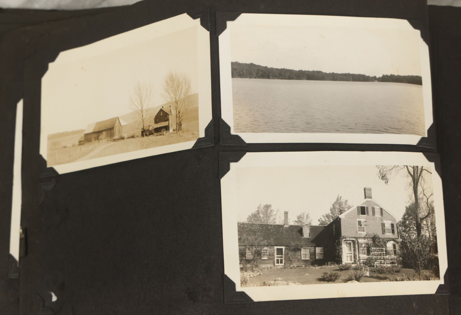 Lot 135 - Vintage Brown Photo Album With Detached Cover And Many Snapshot Photographs Including Gravestones, Houses, Churches, In And Around Nashua New Hampshire, Circa 1935 (All Pages Pictured)