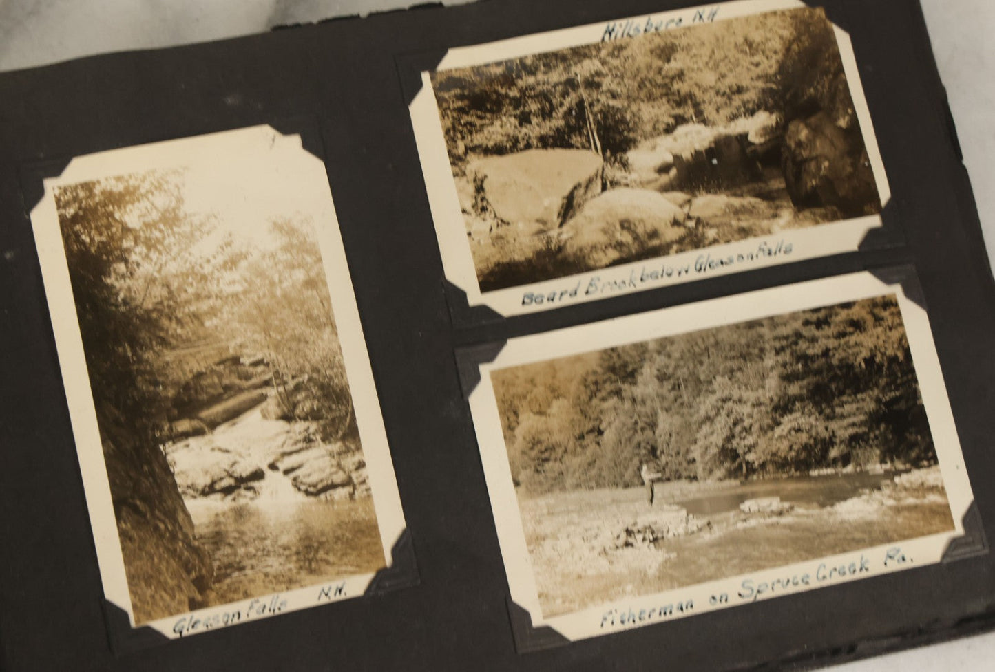 Lot 135 - Vintage Brown Photo Album With Detached Cover And Many Snapshot Photographs Including Gravestones, Houses, Churches, In And Around Nashua New Hampshire, Circa 1935 (All Pages Pictured)