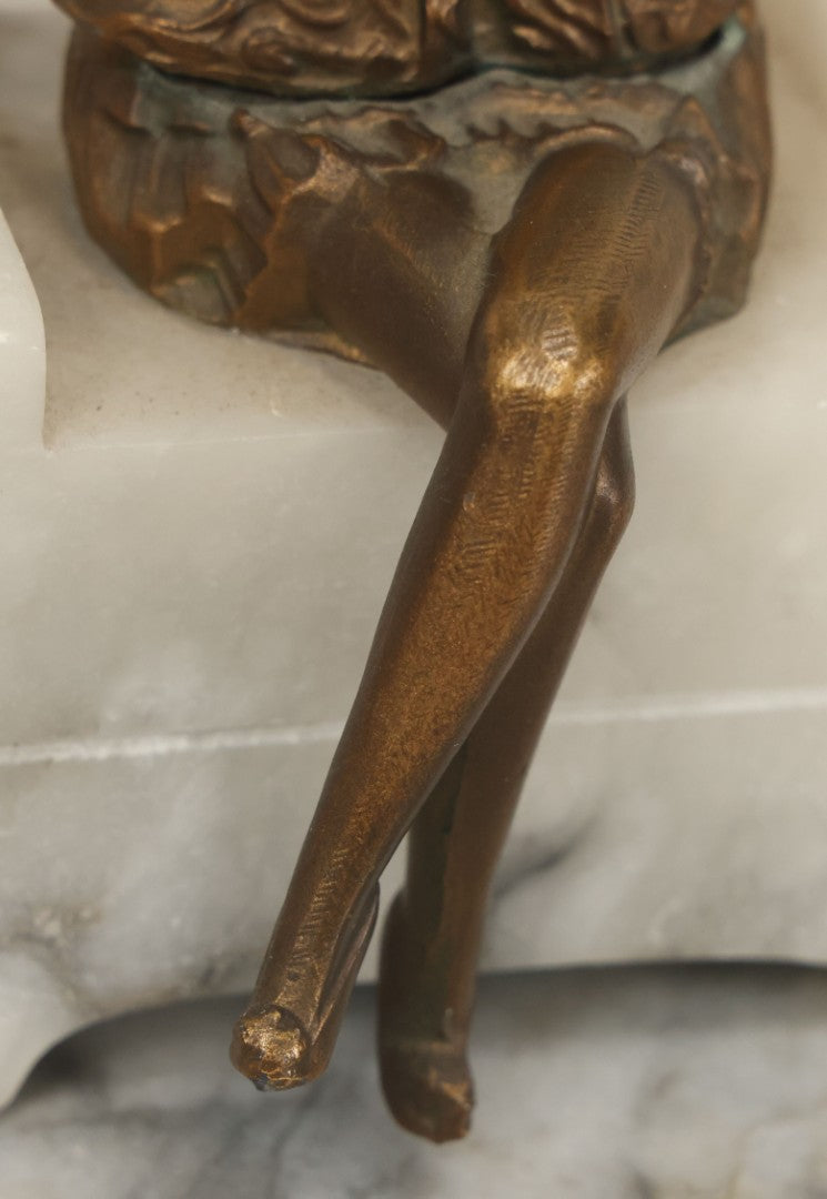 Lot 009 - Pair Of Art Deco Figural Pierrot Bookends, Cast Metal With Marble Bases, Sitting Clown Design