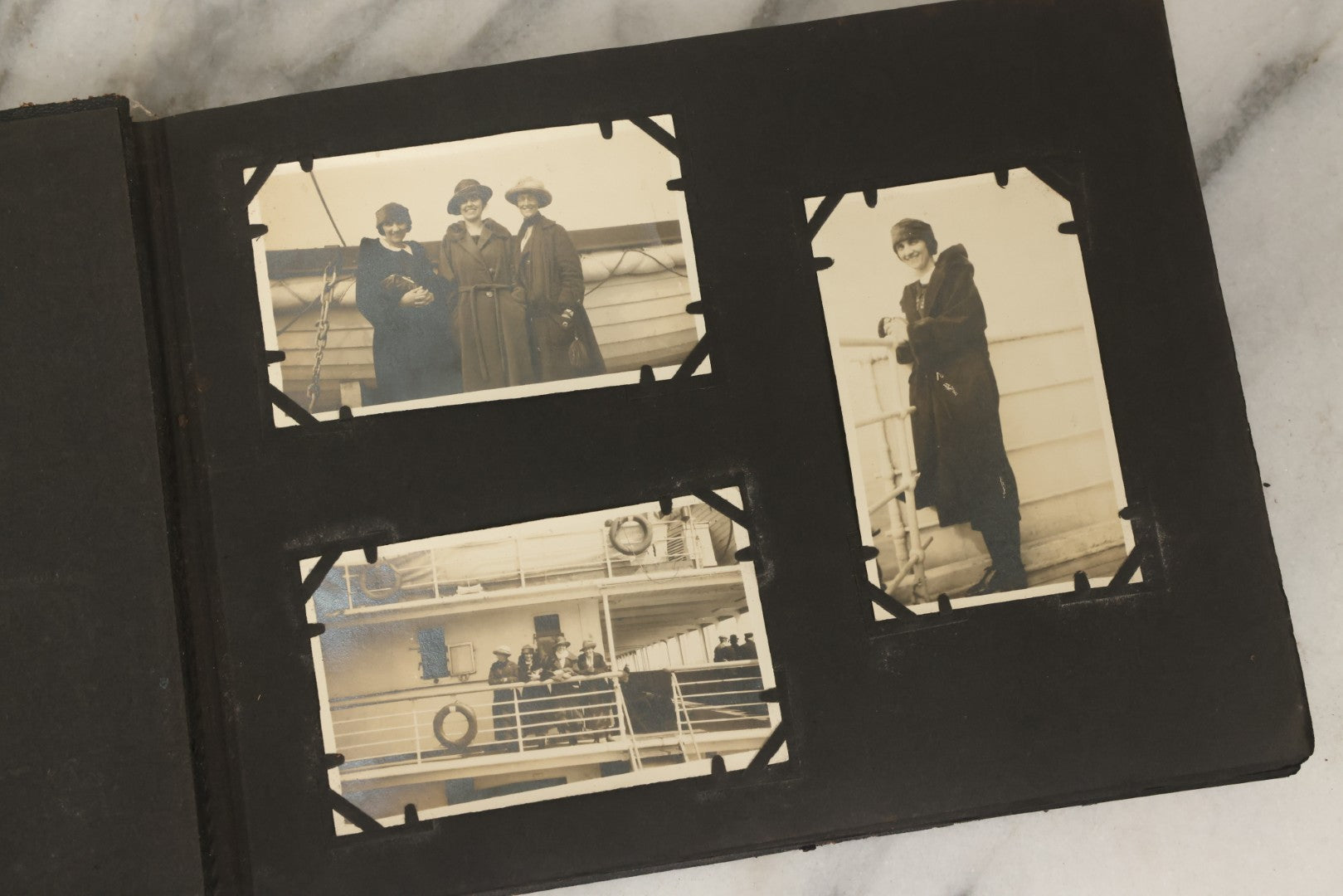 Lot 136 - Antique Black Photo Album With Detached Cover And Many Snapshot Photographs Of A Trip To Europe, Italy, Etc., Including Photos Of Ruins, Circa 1920s (All Pages Pictured) 