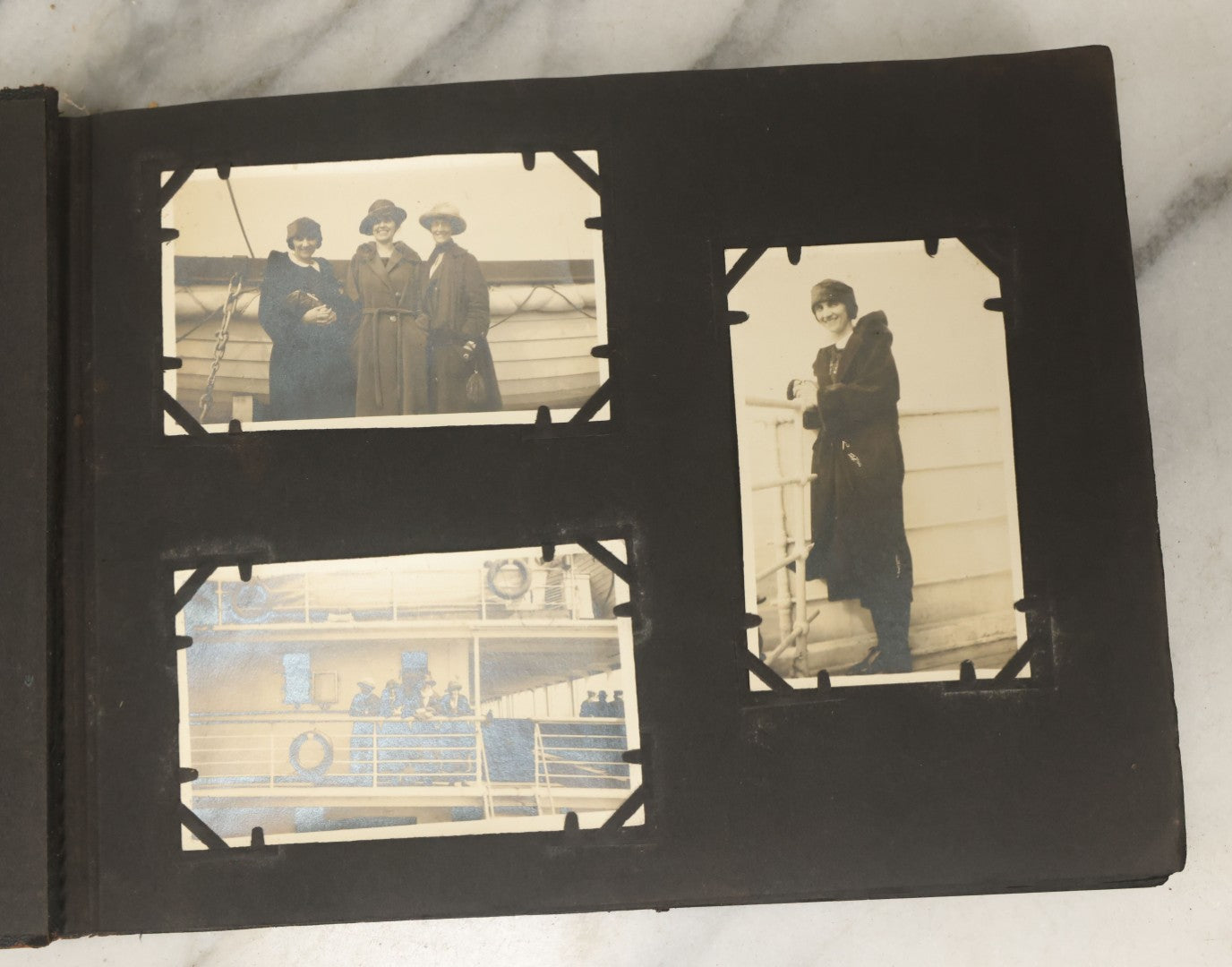 Lot 136 - Antique Black Photo Album With Detached Cover And Many Snapshot Photographs Of A Trip To Europe, Italy, Etc., Including Photos Of Ruins, Circa 1920s (All Pages Pictured) 