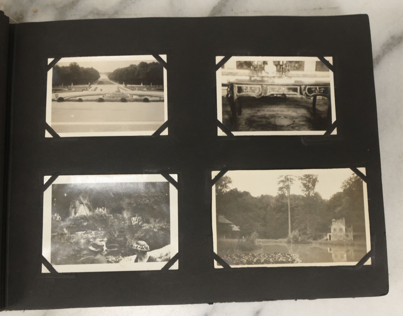 Lot 136 - Antique Black Photo Album With Detached Cover And Many Snapshot Photographs Of A Trip To Europe, Italy, Etc., Including Photos Of Ruins, Circa 1920s (All Pages Pictured) 