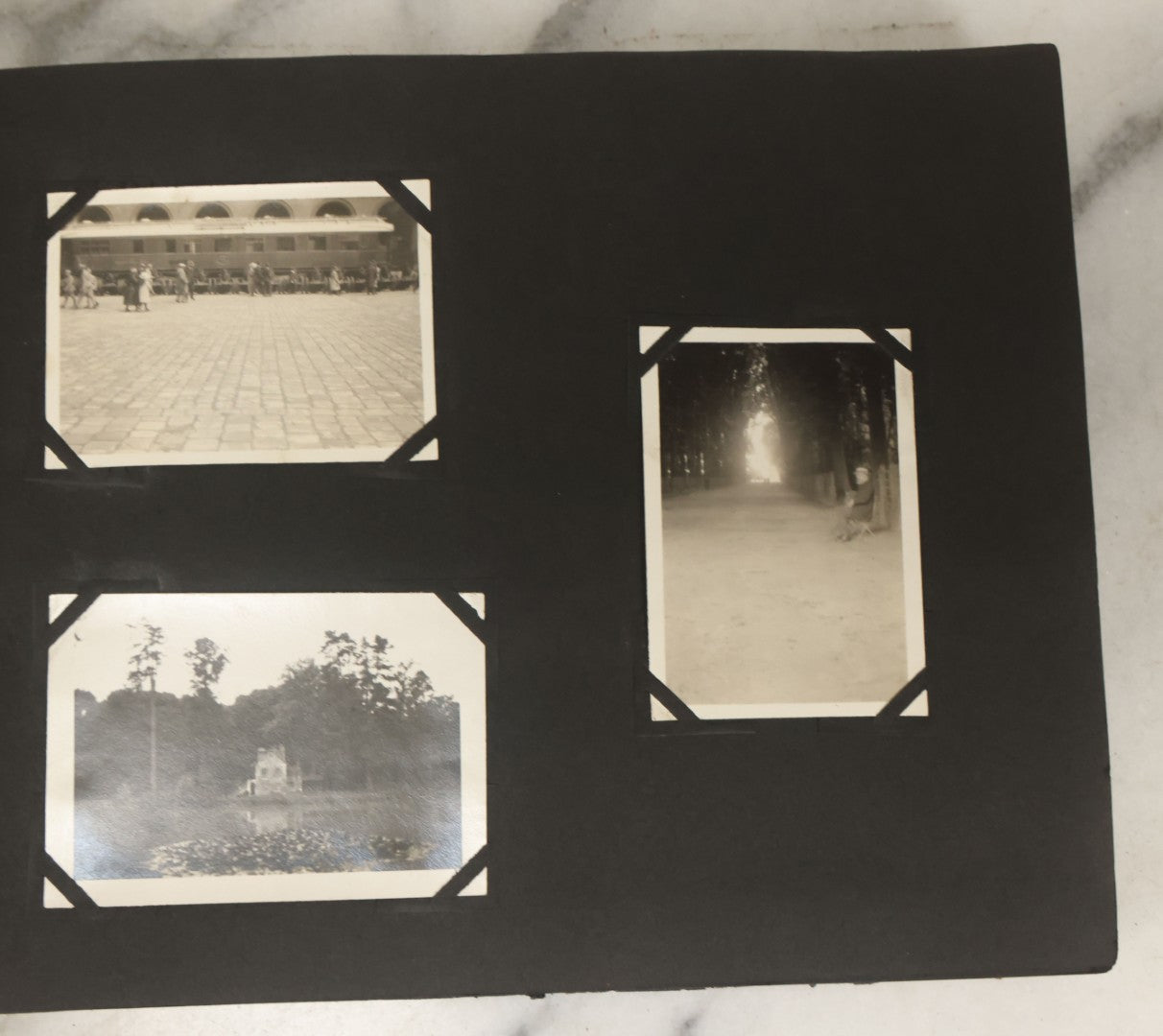 Lot 136 - Antique Black Photo Album With Detached Cover And Many Snapshot Photographs Of A Trip To Europe, Italy, Etc., Including Photos Of Ruins, Circa 1920s (All Pages Pictured) 