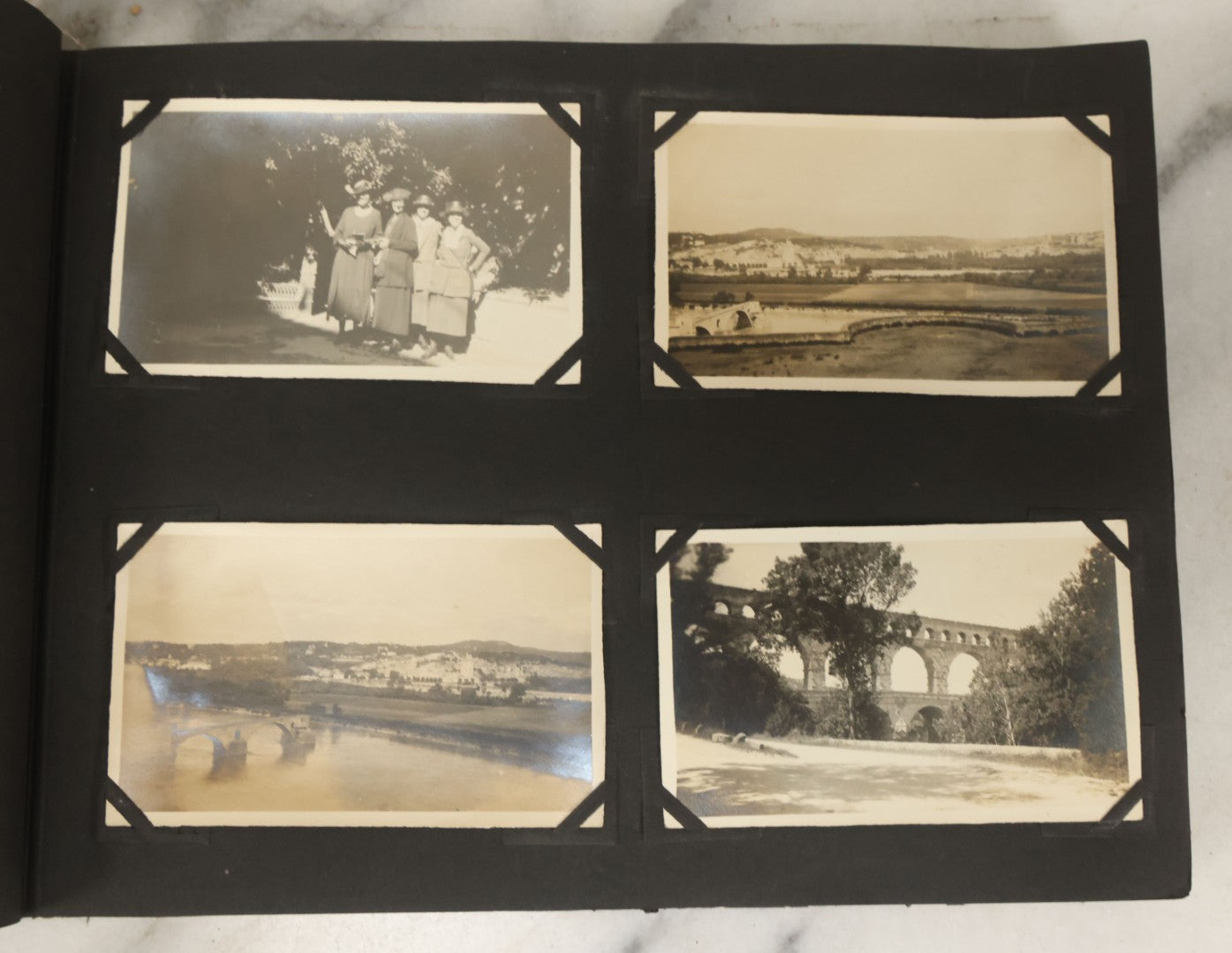 Lot 136 - Antique Black Photo Album With Detached Cover And Many Snapshot Photographs Of A Trip To Europe, Italy, Etc., Including Photos Of Ruins, Circa 1920s (All Pages Pictured) 