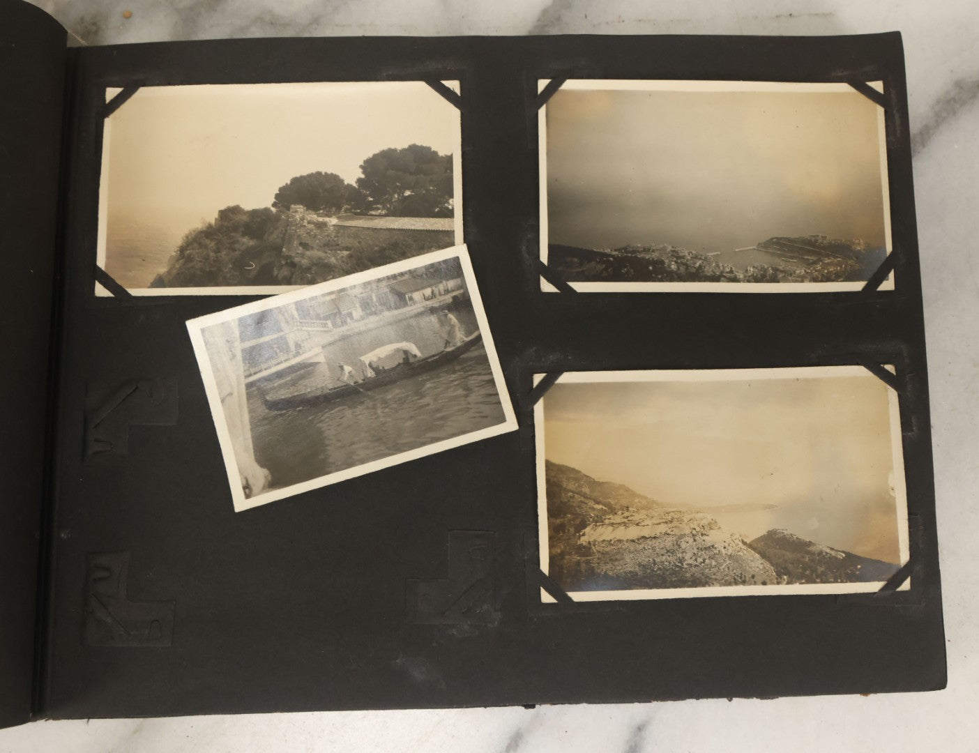 Lot 136 - Antique Black Photo Album With Detached Cover And Many Snapshot Photographs Of A Trip To Europe, Italy, Etc., Including Photos Of Ruins, Circa 1920s (All Pages Pictured) 