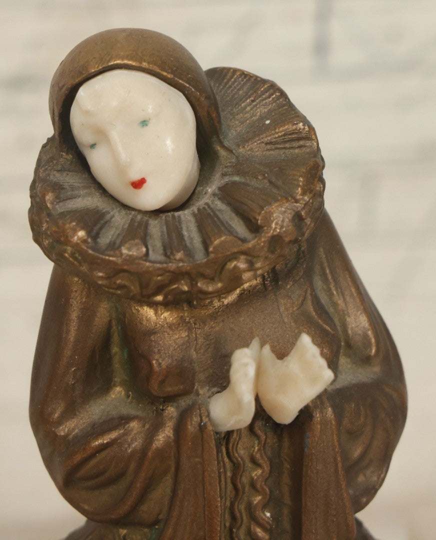 Lot 009 - Pair Of Art Deco Figural Pierrot Bookends, Cast Metal With Marble Bases, Sitting Clown Design