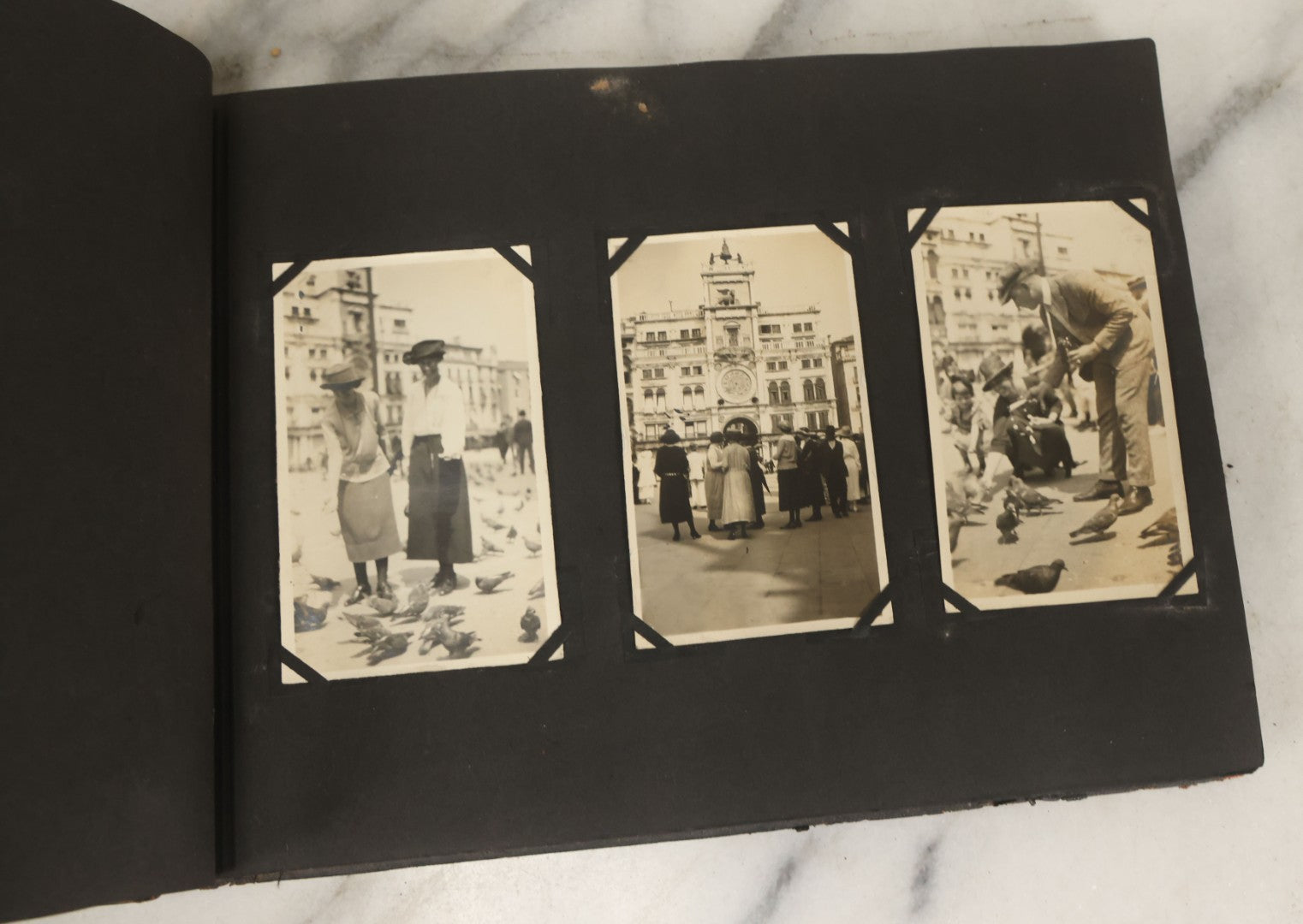 Lot 136 - Antique Black Photo Album With Detached Cover And Many Snapshot Photographs Of A Trip To Europe, Italy, Etc., Including Photos Of Ruins, Circa 1920s (All Pages Pictured) 