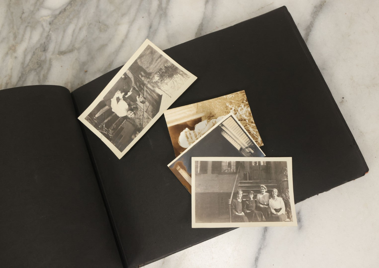 Lot 136 - Antique Black Photo Album With Detached Cover And Many Snapshot Photographs Of A Trip To Europe, Italy, Etc., Including Photos Of Ruins, Circa 1920s (All Pages Pictured) 