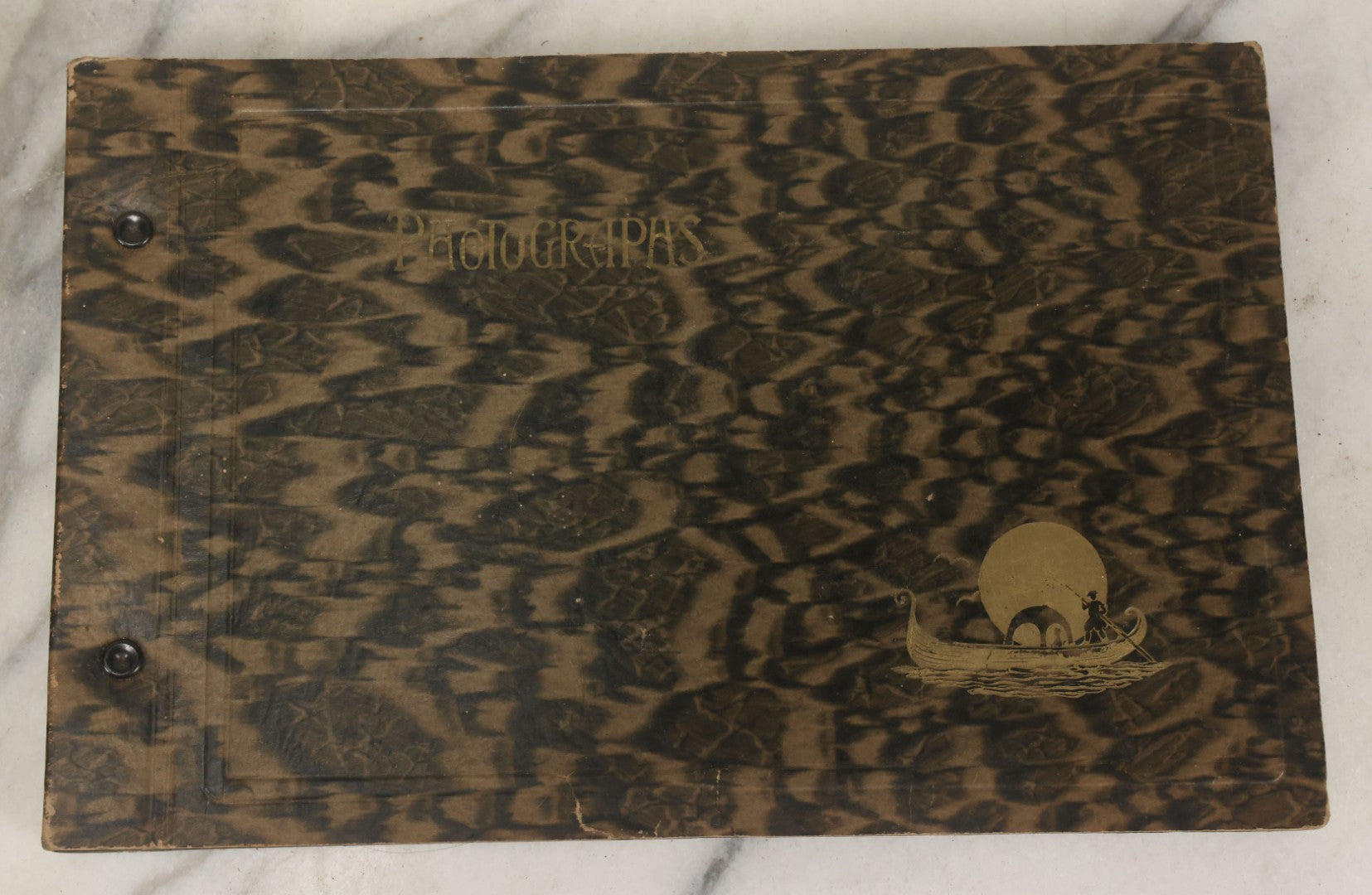 Lot 137 - Vintage Photo Album With Boat On Cover With Photos Of A Young Toddler Boy At Play, With Family, Etc., Including Photos With Military Officer, Circa 1930s - 1940s (All Pages Pictured)