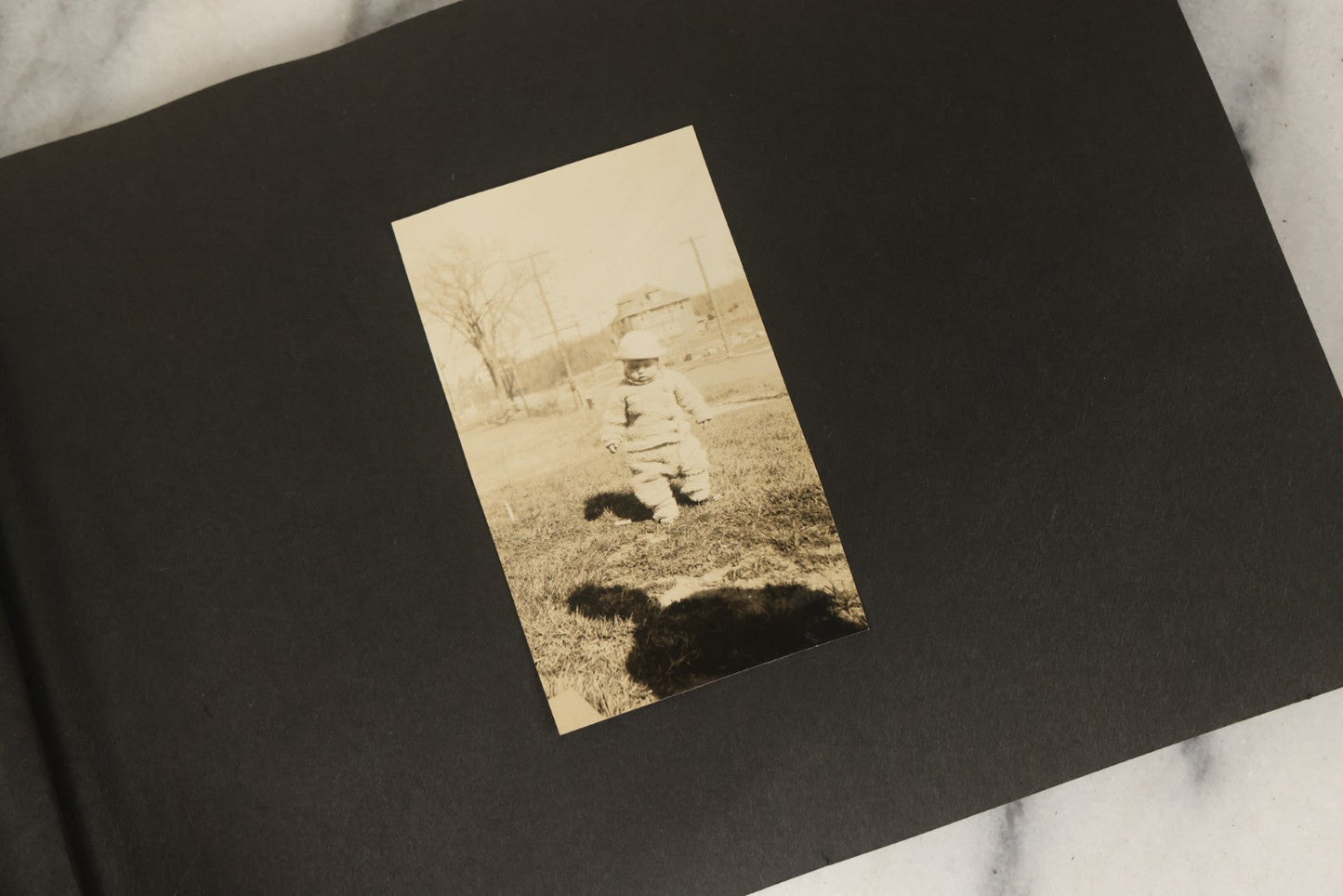 Lot 137 - Vintage Photo Album With Boat On Cover With Photos Of A Young Toddler Boy At Play, With Family, Etc., Including Photos With Military Officer, Circa 1930s - 1940s (All Pages Pictured)