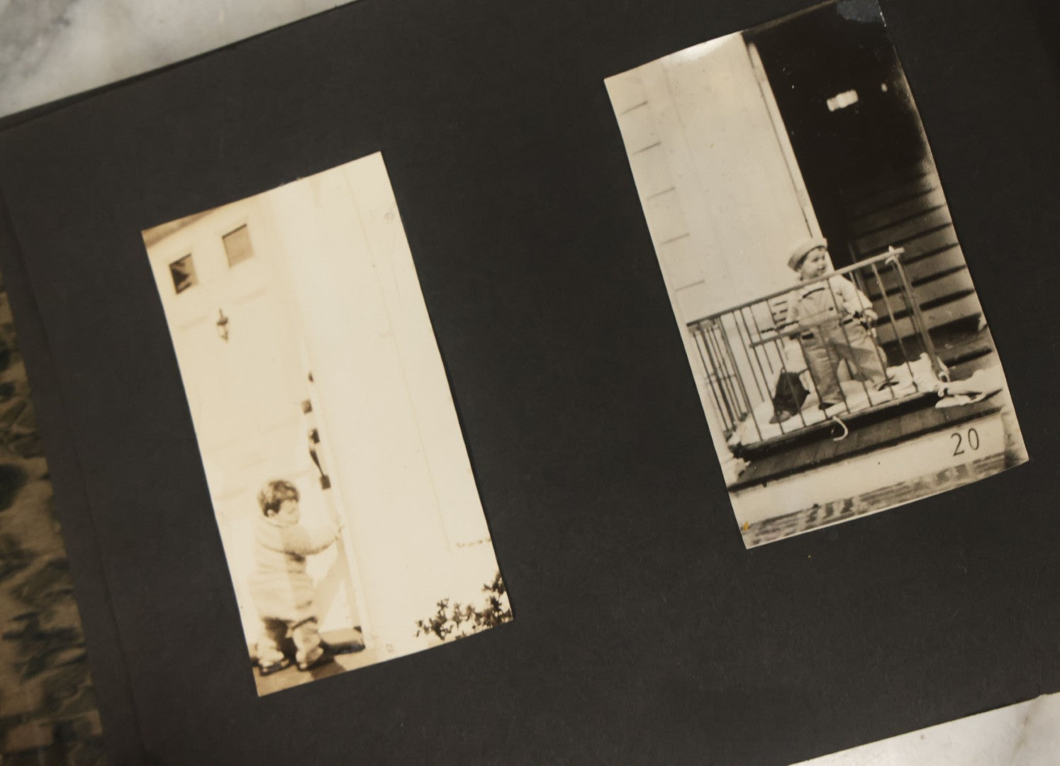 Lot 137 - Vintage Photo Album With Boat On Cover With Photos Of A Young Toddler Boy At Play, With Family, Etc., Including Photos With Military Officer, Circa 1930s - 1940s (All Pages Pictured)