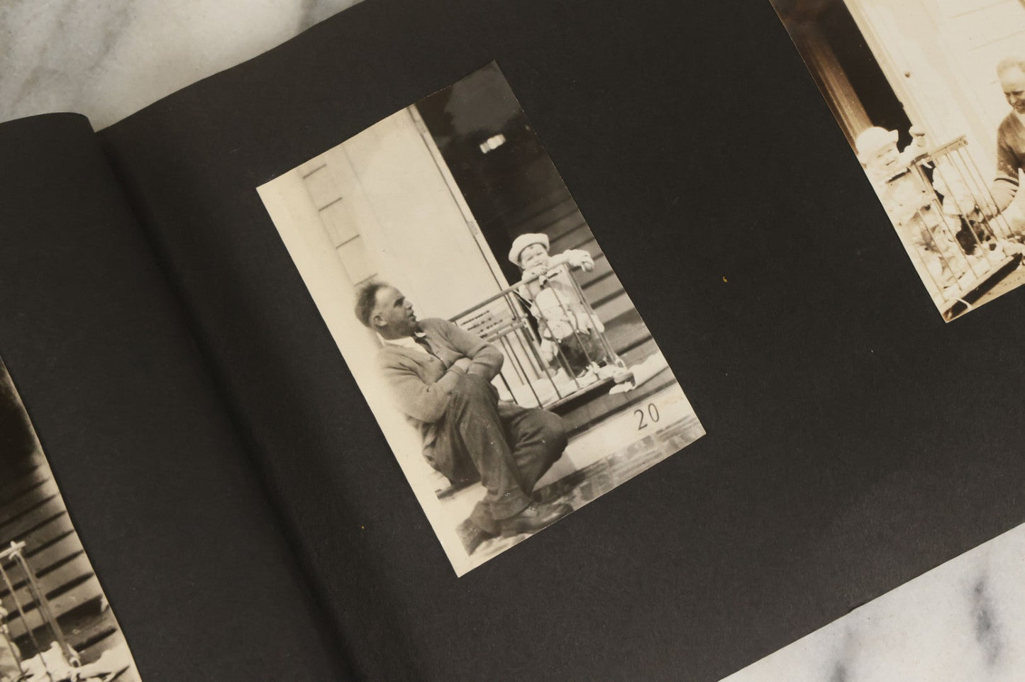 Lot 137 - Vintage Photo Album With Boat On Cover With Photos Of A Young Toddler Boy At Play, With Family, Etc., Including Photos With Military Officer, Circa 1930s - 1940s (All Pages Pictured)