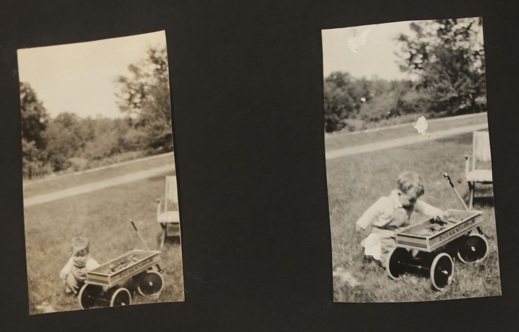 Lot 137 - Vintage Photo Album With Boat On Cover With Photos Of A Young Toddler Boy At Play, With Family, Etc., Including Photos With Military Officer, Circa 1930s - 1940s (All Pages Pictured)