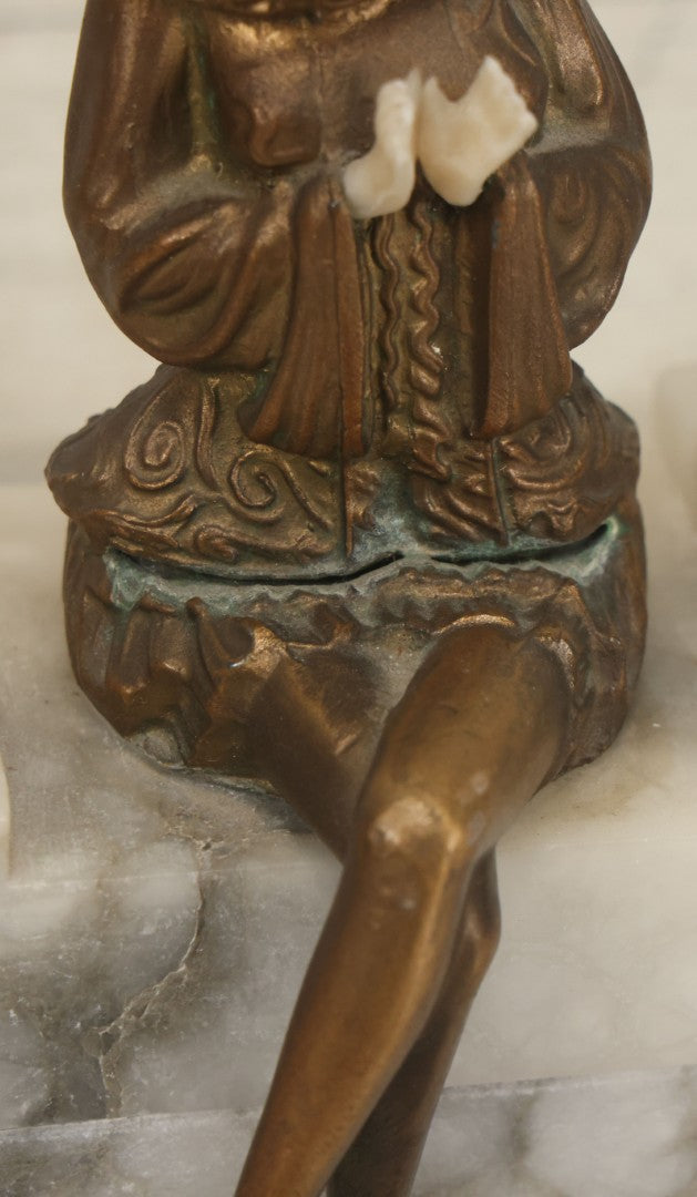 Lot 009 - Pair Of Art Deco Figural Pierrot Bookends, Cast Metal With Marble Bases, Sitting Clown Design