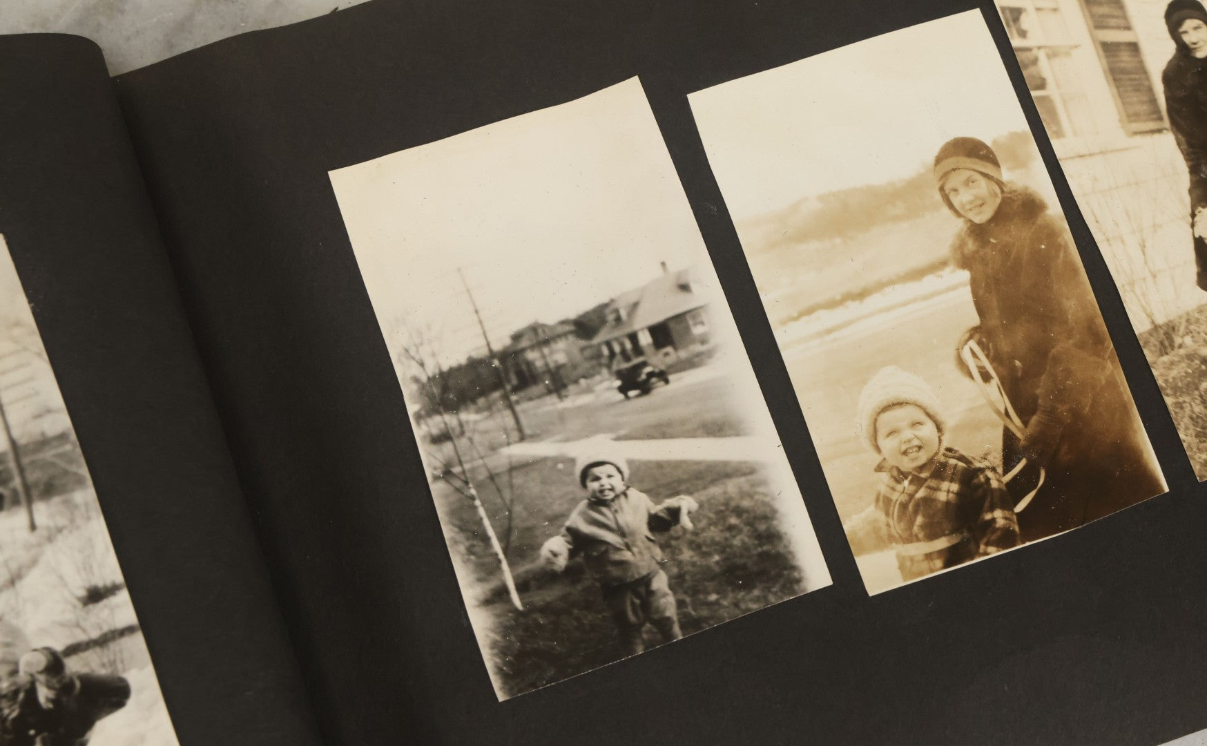 Lot 137 - Vintage Photo Album With Boat On Cover With Photos Of A Young Toddler Boy At Play, With Family, Etc., Including Photos With Military Officer, Circa 1930s - 1940s (All Pages Pictured)