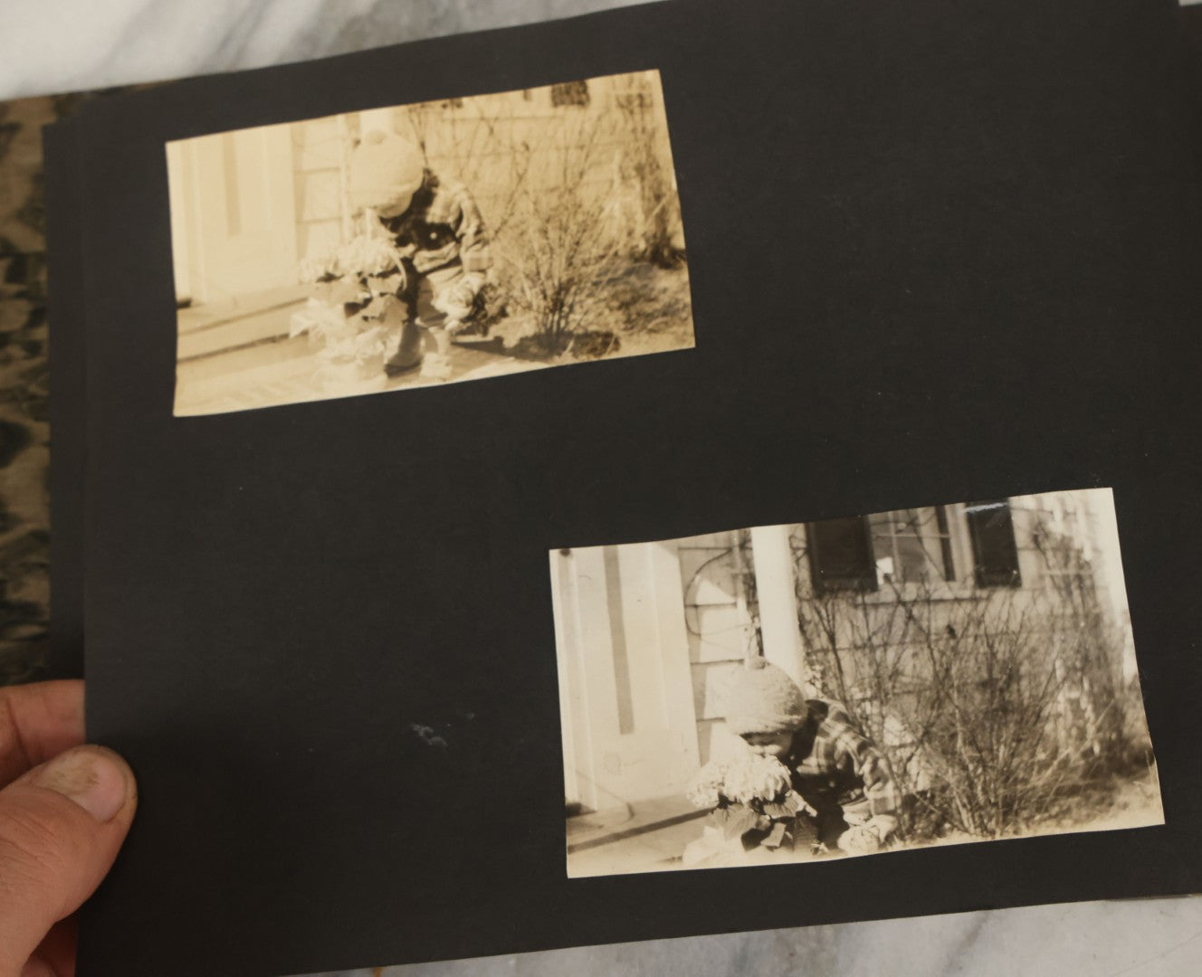 Lot 137 - Vintage Photo Album With Boat On Cover With Photos Of A Young Toddler Boy At Play, With Family, Etc., Including Photos With Military Officer, Circa 1930s - 1940s (All Pages Pictured)