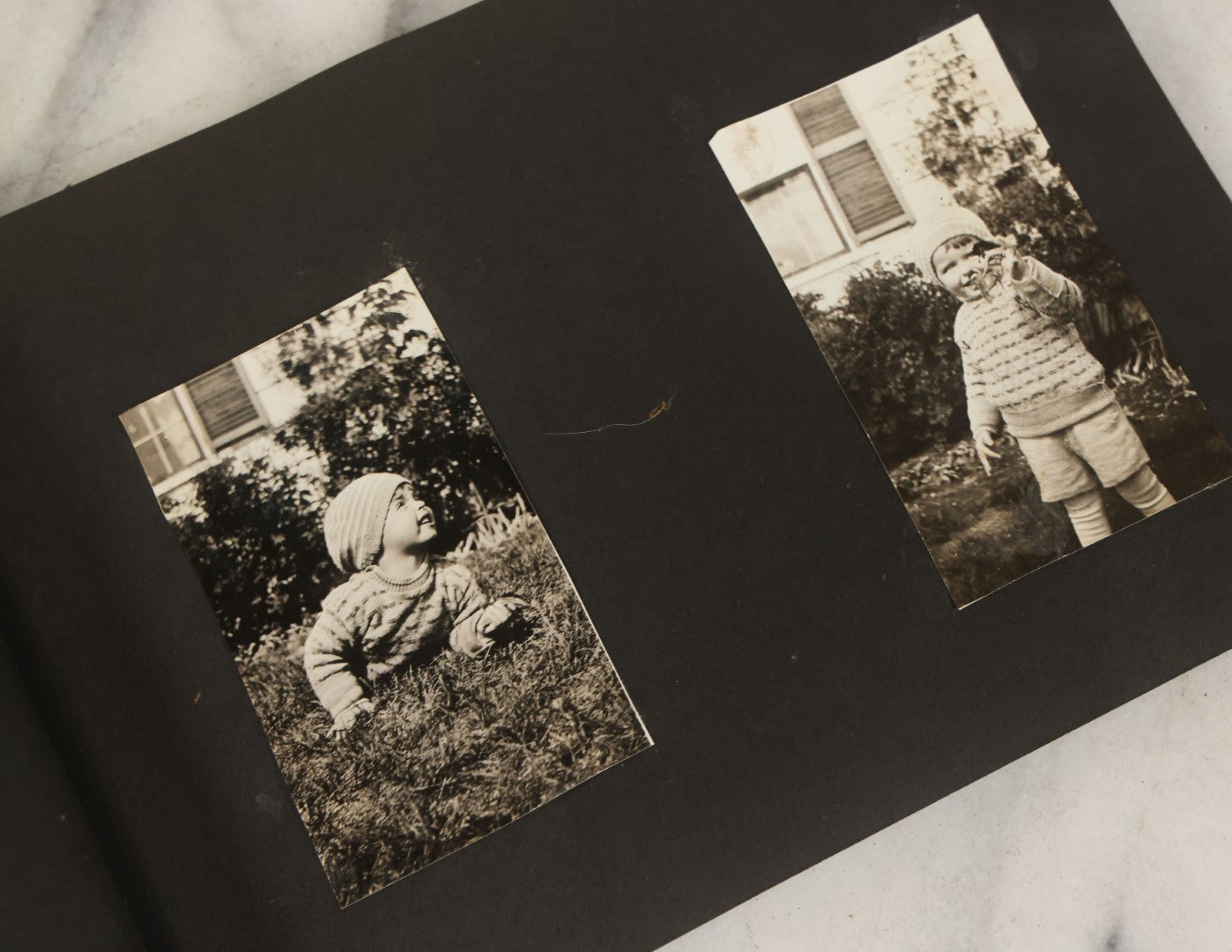 Lot 137 - Vintage Photo Album With Boat On Cover With Photos Of A Young Toddler Boy At Play, With Family, Etc., Including Photos With Military Officer, Circa 1930s - 1940s (All Pages Pictured)
