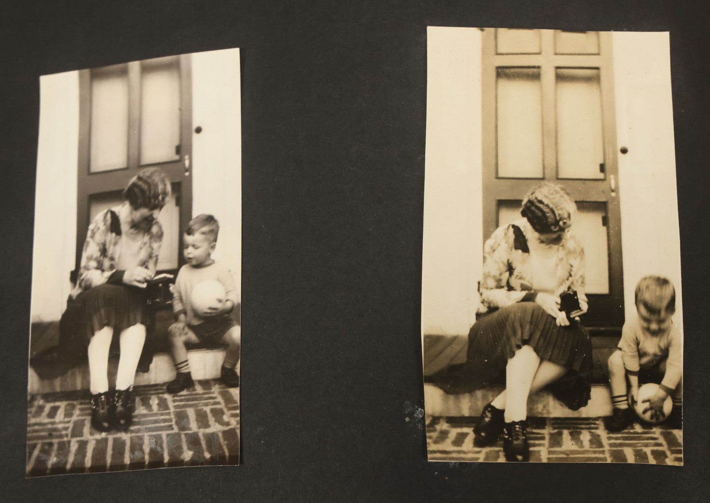 Lot 137 - Vintage Photo Album With Boat On Cover With Photos Of A Young Toddler Boy At Play, With Family, Etc., Including Photos With Military Officer, Circa 1930s - 1940s (All Pages Pictured)