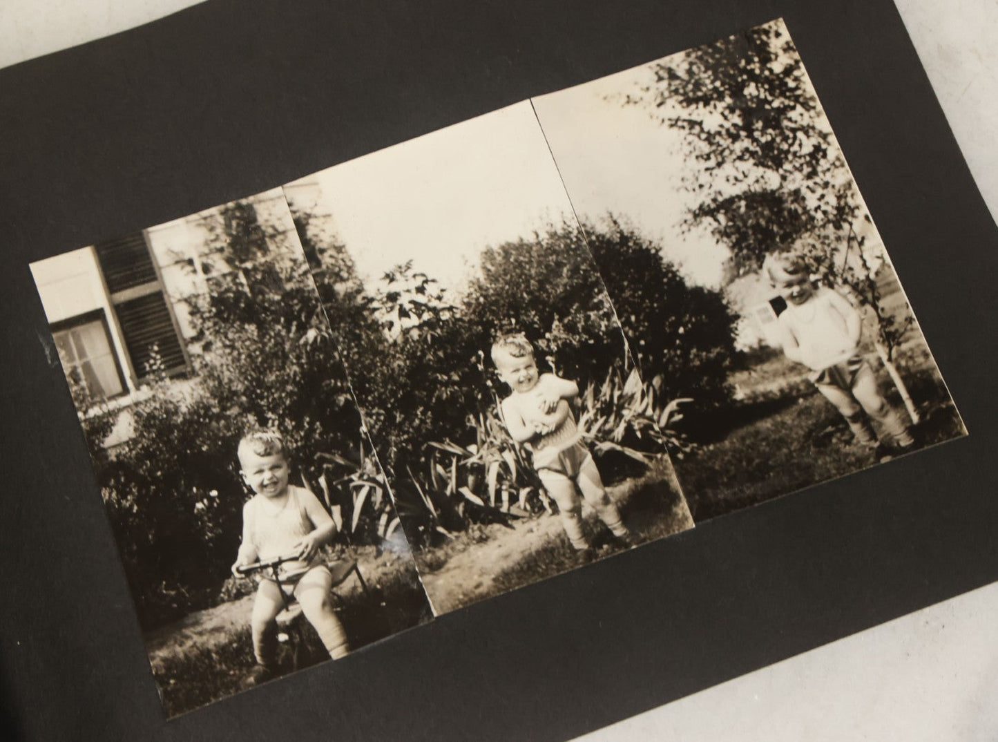 Lot 137 - Vintage Photo Album With Boat On Cover With Photos Of A Young Toddler Boy At Play, With Family, Etc., Including Photos With Military Officer, Circa 1930s - 1940s (All Pages Pictured)