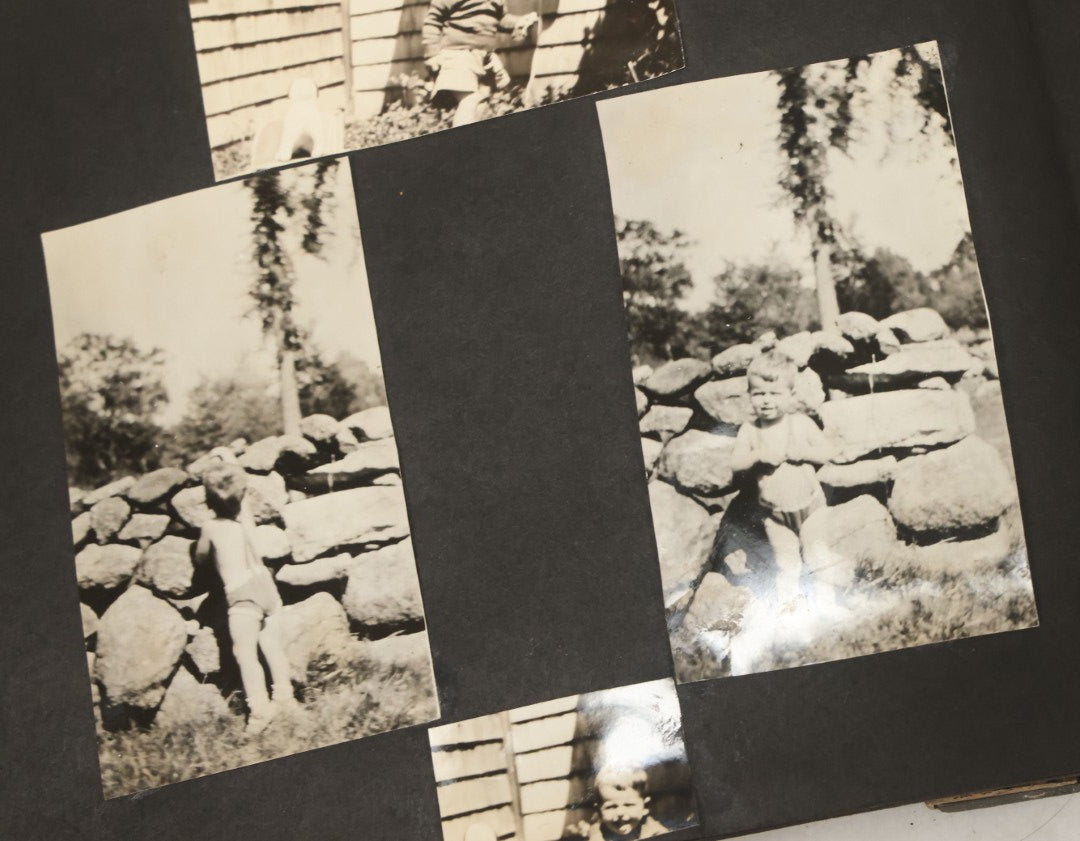 Lot 137 - Vintage Photo Album With Boat On Cover With Photos Of A Young Toddler Boy At Play, With Family, Etc., Including Photos With Military Officer, Circa 1930s - 1940s (All Pages Pictured)