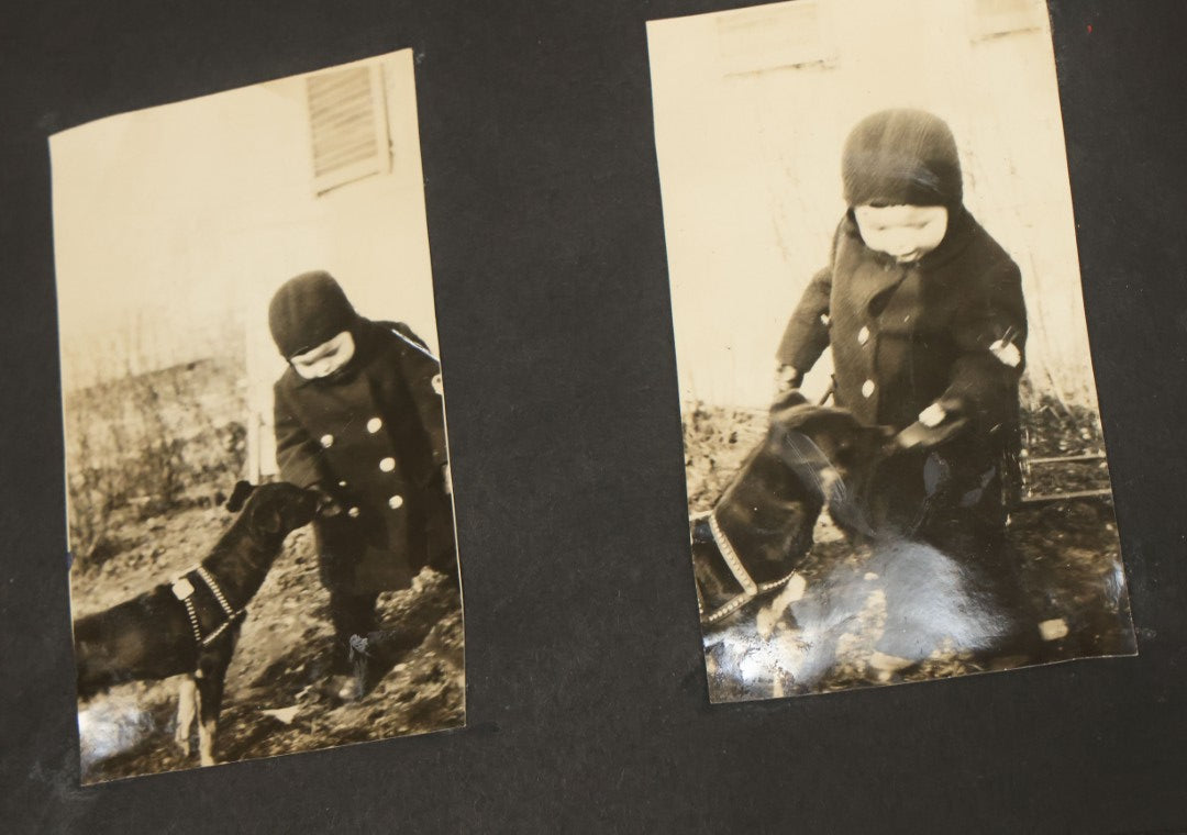 Lot 137 - Vintage Photo Album With Boat On Cover With Photos Of A Young Toddler Boy At Play, With Family, Etc., Including Photos With Military Officer, Circa 1930s - 1940s (All Pages Pictured)