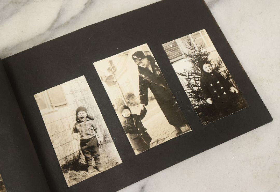 Lot 137 - Vintage Photo Album With Boat On Cover With Photos Of A Young Toddler Boy At Play, With Family, Etc., Including Photos With Military Officer, Circa 1930s - 1940s (All Pages Pictured)