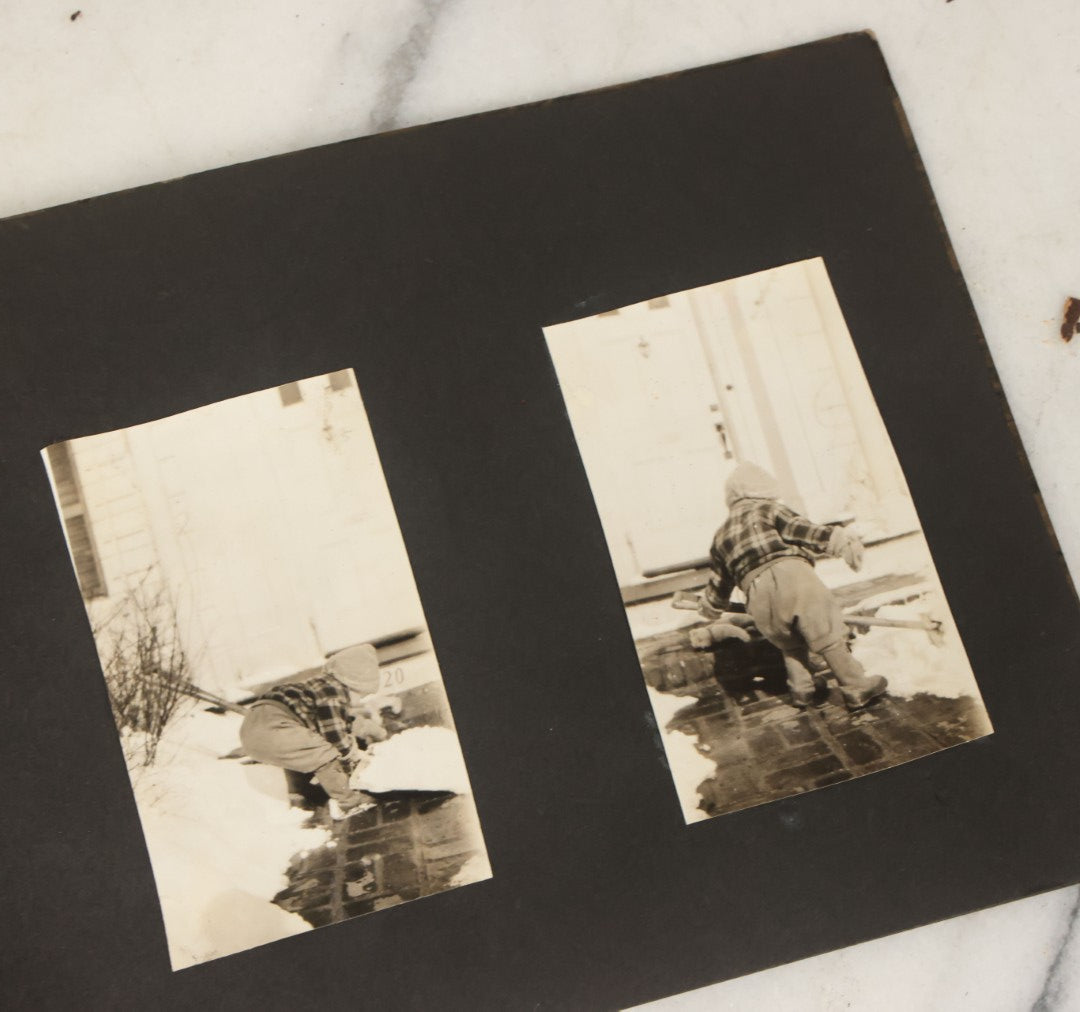 Lot 137 - Vintage Photo Album With Boat On Cover With Photos Of A Young Toddler Boy At Play, With Family, Etc., Including Photos With Military Officer, Circa 1930s - 1940s (All Pages Pictured)