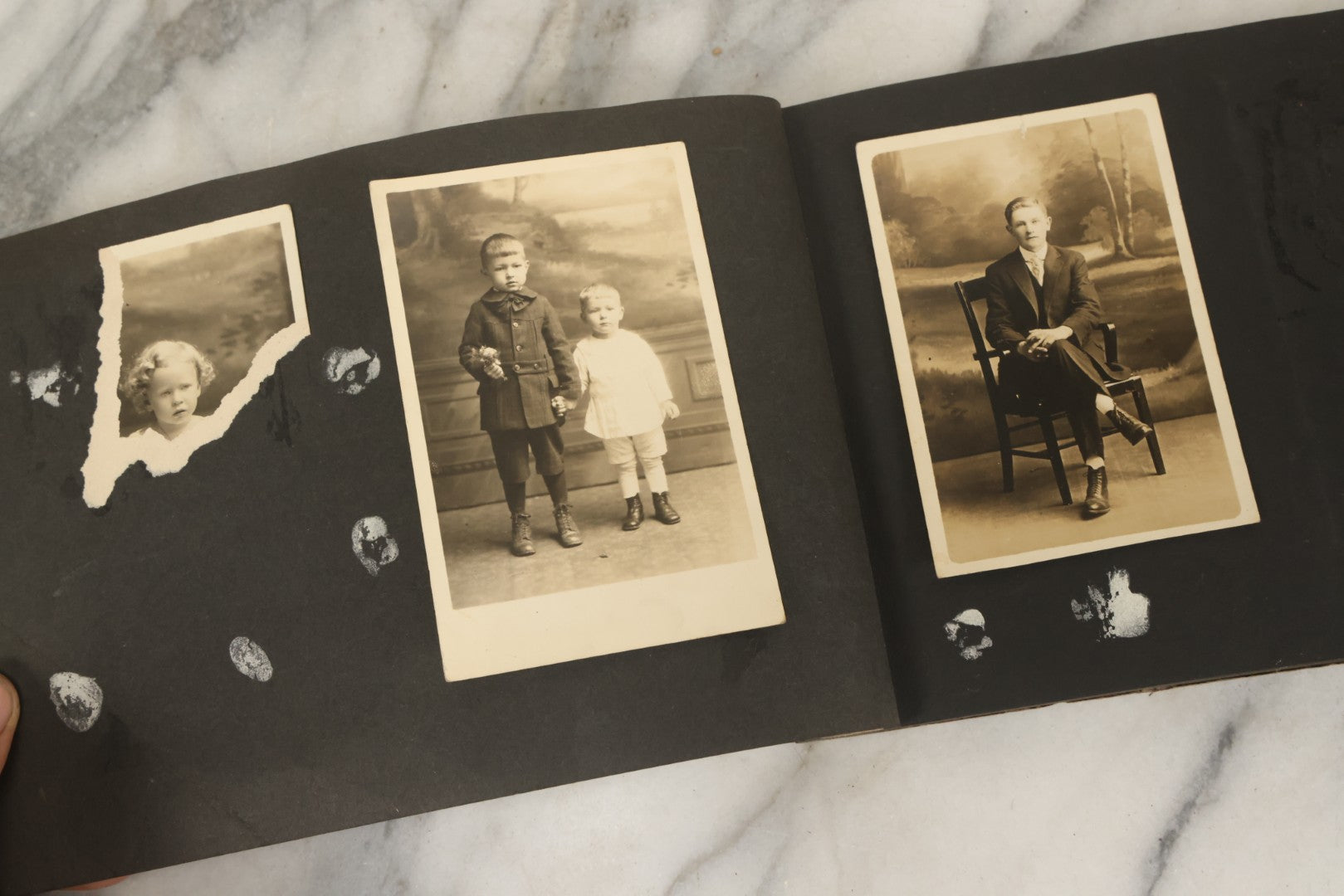 Lot 138 - Antique Brown Photo Album With Mostly Real Photo Postcards R.P.P.C. And Cyanotypes, Including First Communion Photos And More (All Pages Pictured)