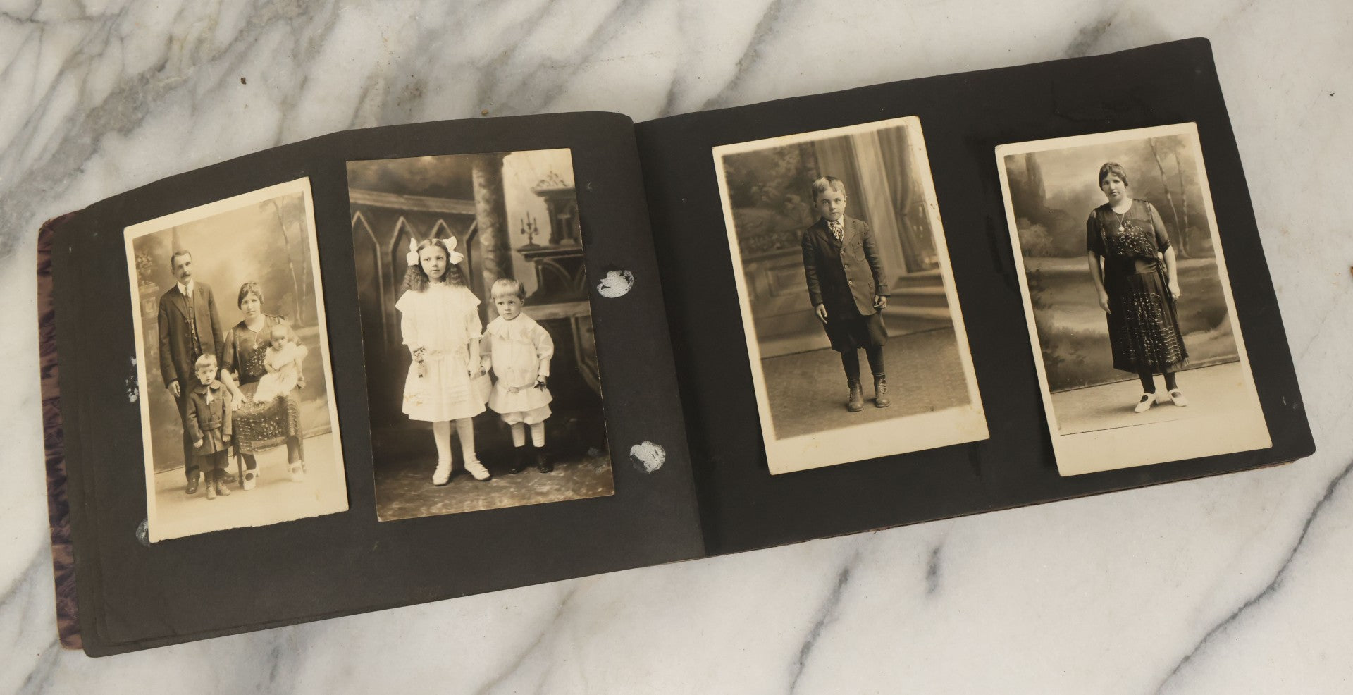 Lot 138 - Antique Brown Photo Album With Mostly Real Photo Postcards R.P.P.C. And Cyanotypes, Including First Communion Photos And More (All Pages Pictured)