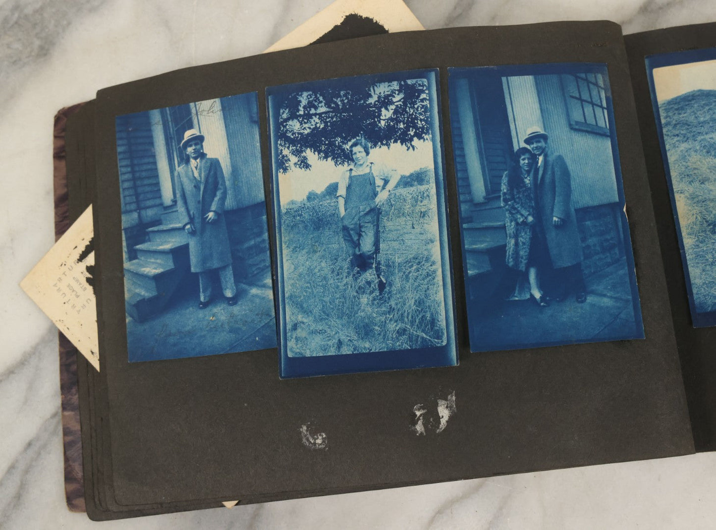 Lot 138 - Antique Brown Photo Album With Mostly Real Photo Postcards R.P.P.C. And Cyanotypes, Including First Communion Photos And More (All Pages Pictured)
