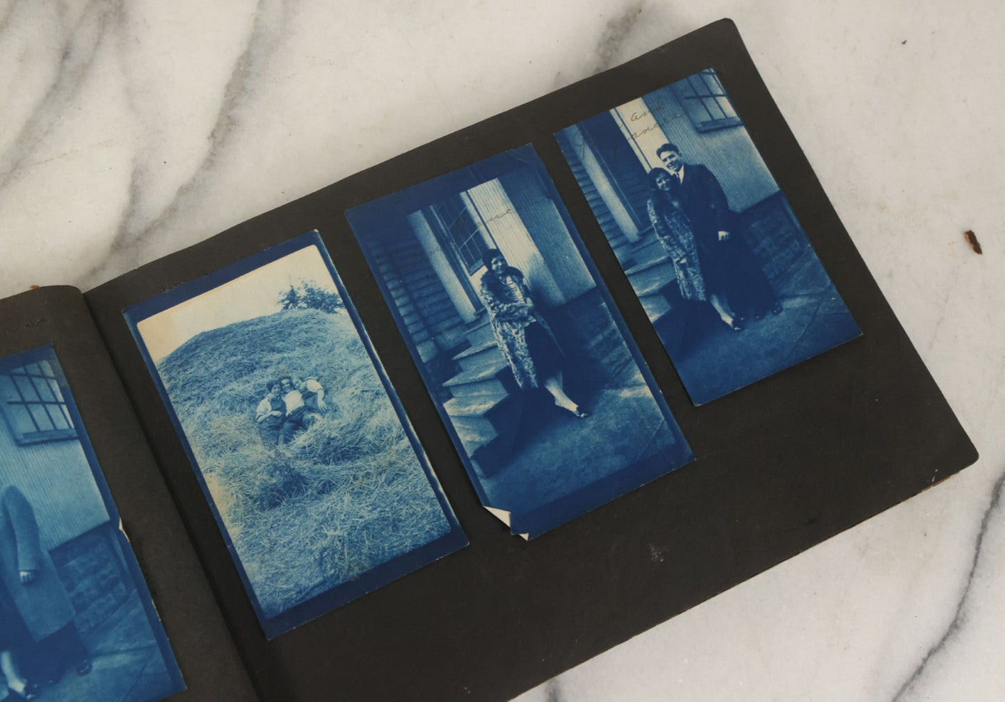 Lot 138 - Antique Brown Photo Album With Mostly Real Photo Postcards R.P.P.C. And Cyanotypes, Including First Communion Photos And More (All Pages Pictured)