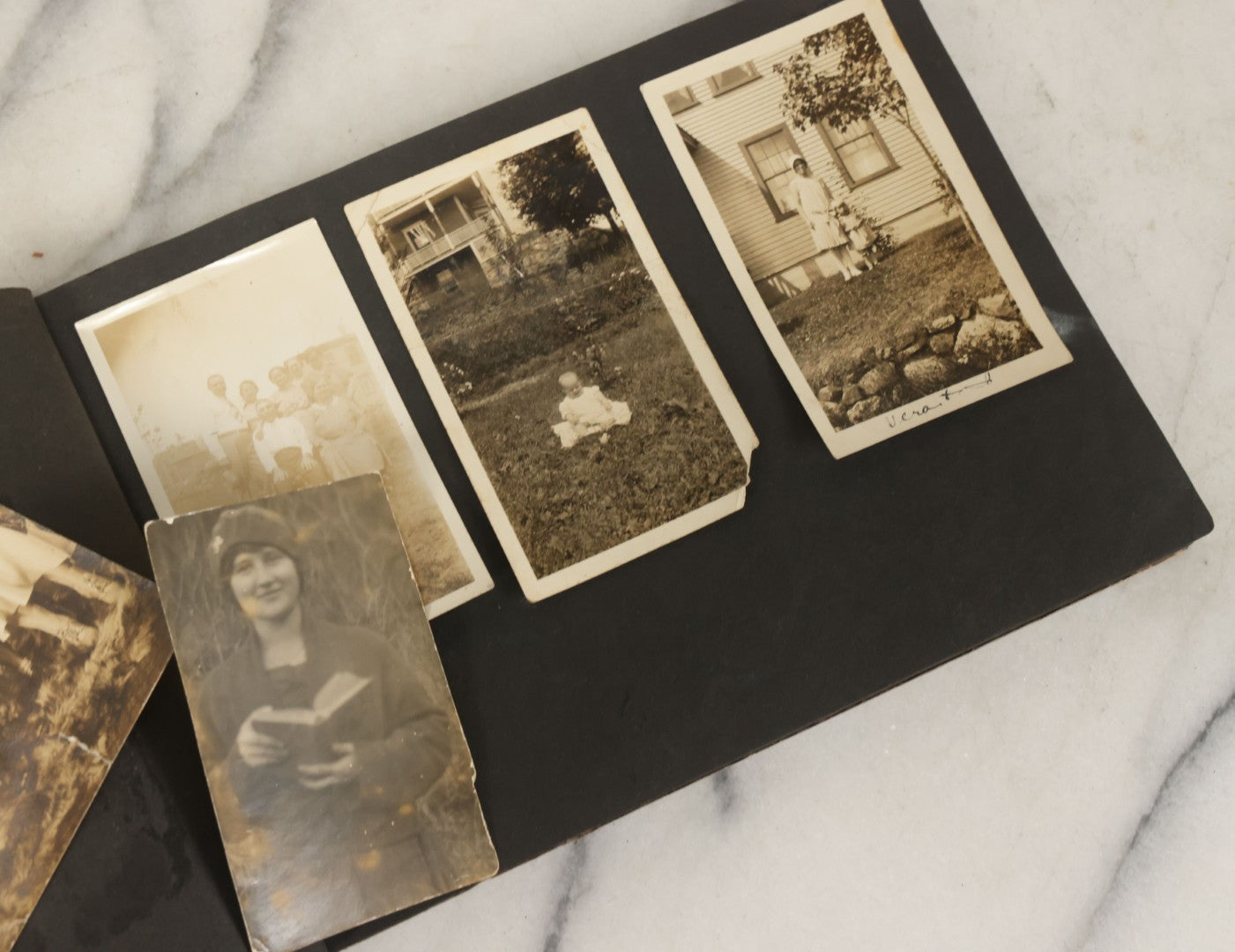 Lot 138 - Antique Brown Photo Album With Mostly Real Photo Postcards R.P.P.C. And Cyanotypes, Including First Communion Photos And More (All Pages Pictured)
