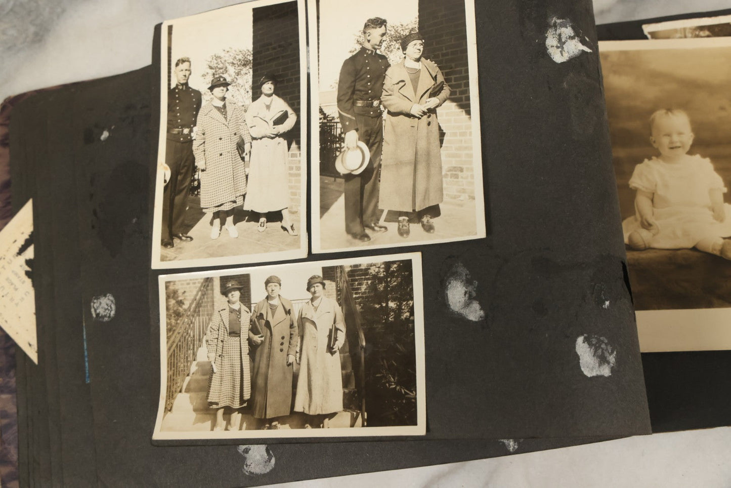 Lot 138 - Antique Brown Photo Album With Mostly Real Photo Postcards R.P.P.C. And Cyanotypes, Including First Communion Photos And More (All Pages Pictured)