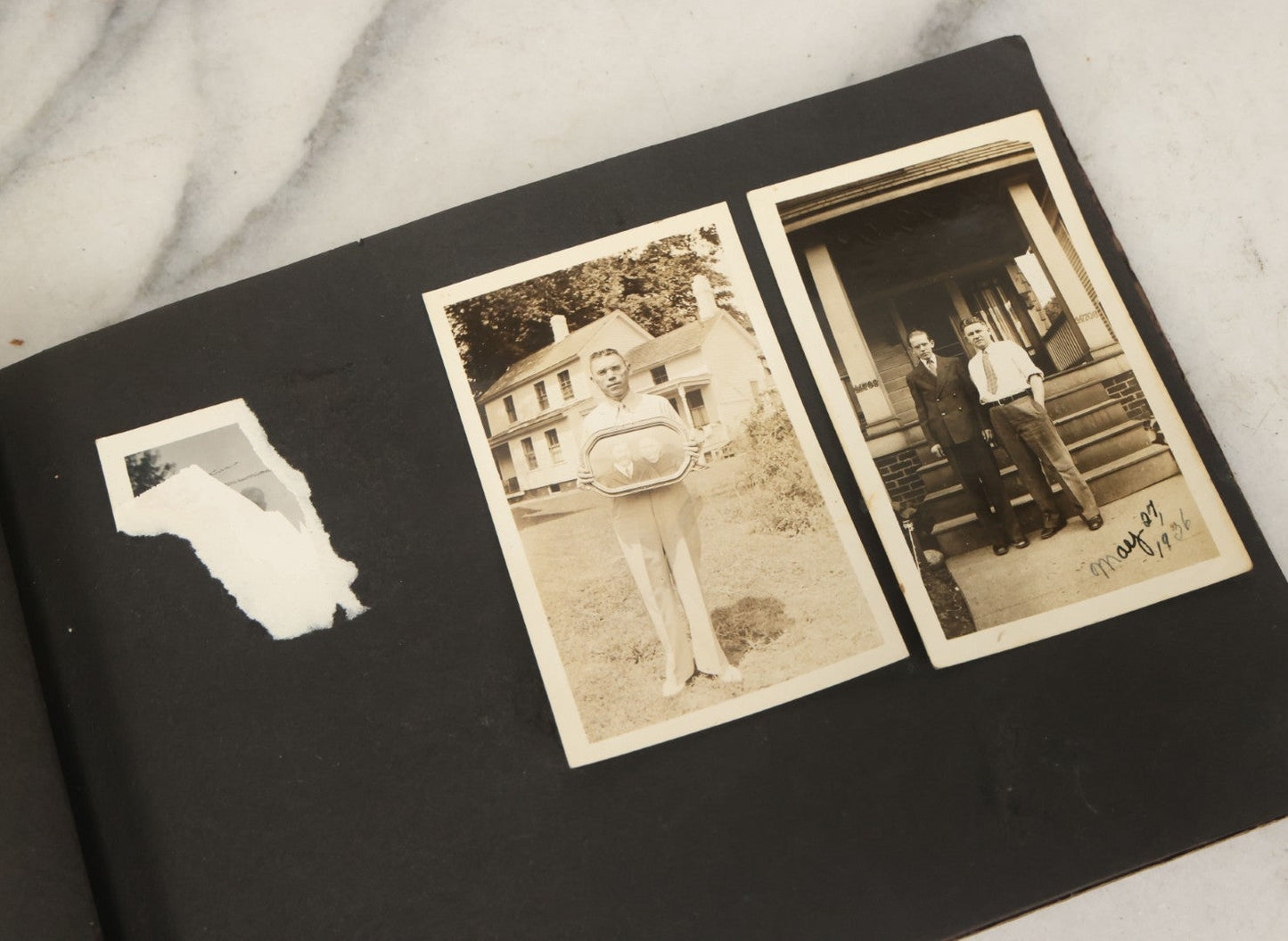 Lot 138 - Antique Brown Photo Album With Mostly Real Photo Postcards R.P.P.C. And Cyanotypes, Including First Communion Photos And More (All Pages Pictured)