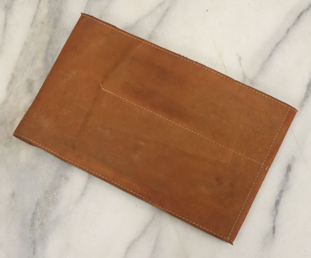 Lot 139 - Antique Leather School Days Wallet Document Case, Souvenir Of The White Mountains, New Hampshire, Old Man In The Mountain, Note Tear Near Button