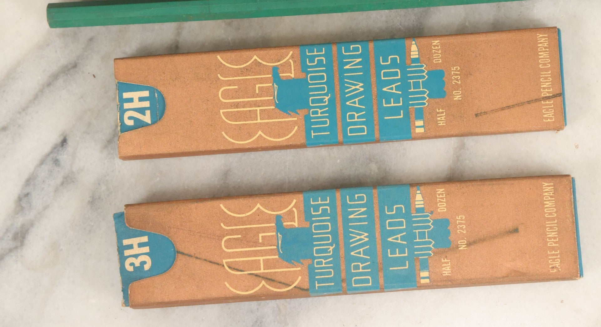 Lot 143 - Junk Drawer Lot, Grouping Of Vintage Pencil Items, Including Two Cases Of Turquoise Drawing Leads And Koh-I-Noor Pencil Tin, As Found