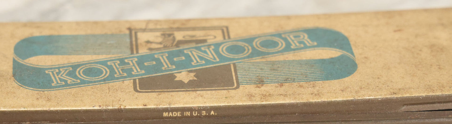 Lot 143 - Junk Drawer Lot, Grouping Of Vintage Pencil Items, Including Two Cases Of Turquoise Drawing Leads And Koh-I-Noor Pencil Tin, As Found