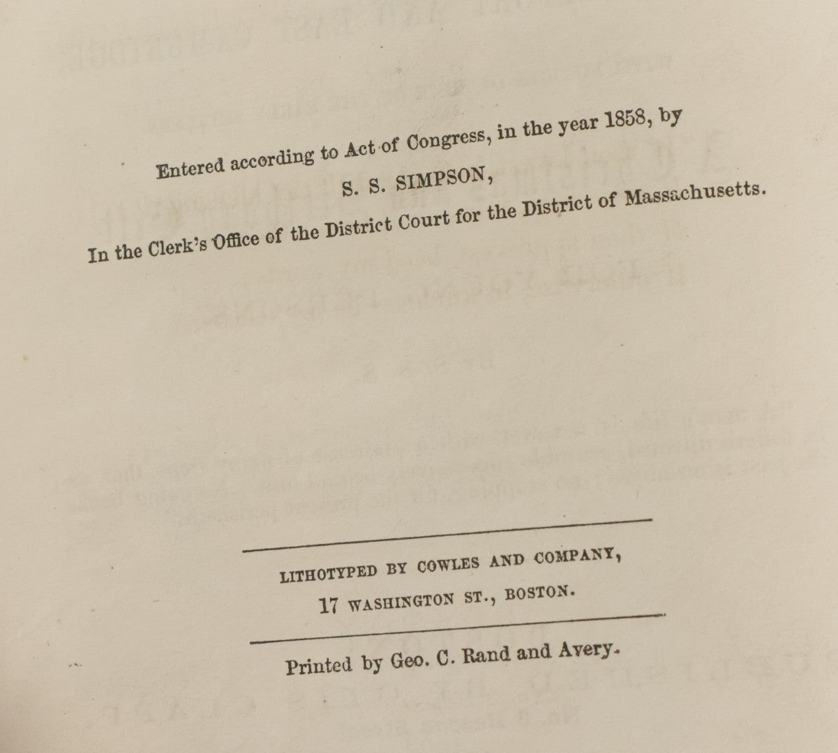 Lot 150 - "Two Hundred Years Ago; Or, A Brief History Of Cambridgeport And East Cambridge, With Notices Of Some Of The Early Settlers" Antique Gift Book By S.S.S., Otis Clapp Publisher, Boston 1859