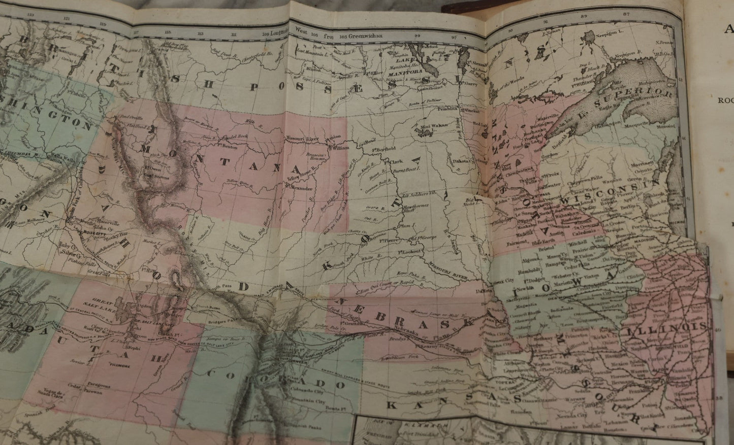 Lot 154 - "Across The Continent: A Summer's Journey To The Rocky Mountains, The Mormons, And The Pacific States" Antique Book By Samuel Bowles, With Fold Out Map, Samuel Bowles & Company Publisher, Springfield, Massachusetts, 1866