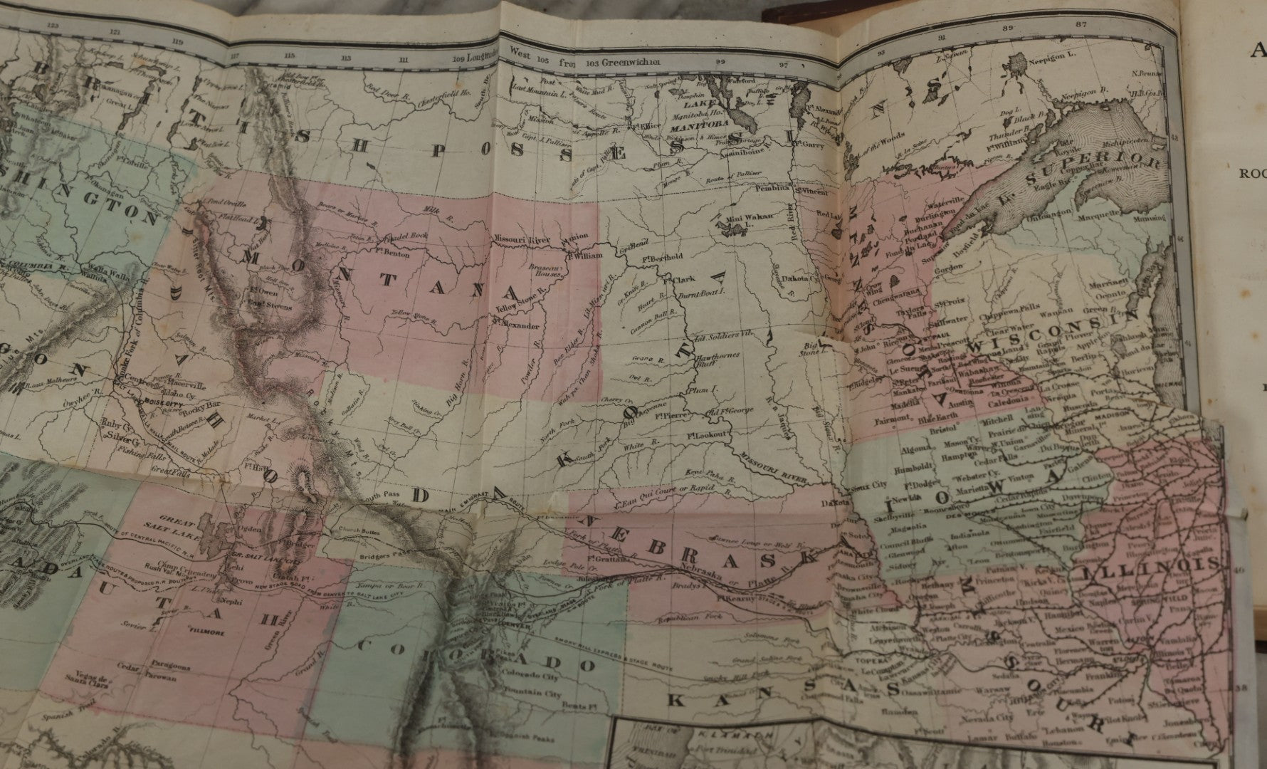 Lot 154 - "Across The Continent: A Summer's Journey To The Rocky Mountains, The Mormons, And The Pacific States" Antique Book By Samuel Bowles, With Fold Out Map, Samuel Bowles & Company Publisher, Springfield, Massachusetts, 1866