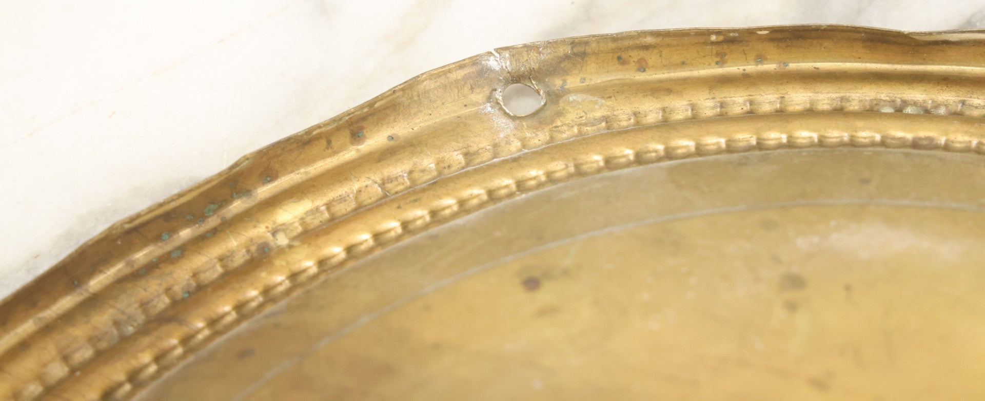 Lot 010 - Antique Hand-Painted Cat Portrait On Brass Charger, Tabby Cat Artwork, Decorative Wall Plaque, 11-7/8" Diameter