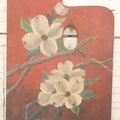 Lot 011 - Vintage Hand-Painted Artist Palette, Floral Dogwood Blossoms On Rustic Red Background, Decorative Art Piece, Note Cracks