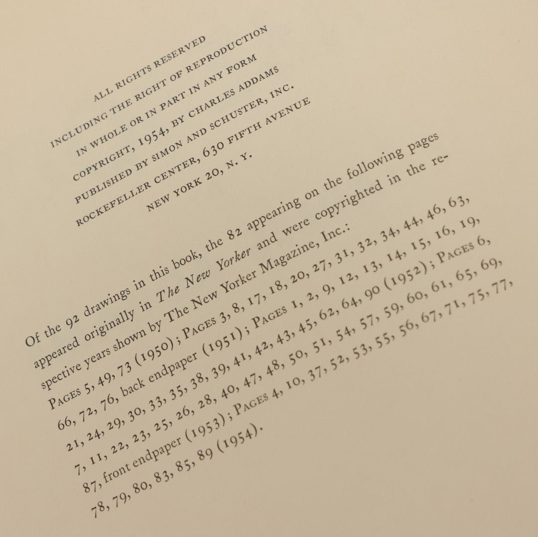 Lot 158 - "Homebodies" Vintage Illustrated Book By Charles Addams, Featuring The Characters Of The Addams Family, Simon And Schuster, Publishers, New York, 1954, Fifth Printing, Note Wear To Binding