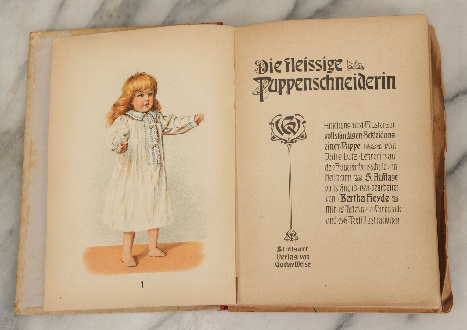 Lot 166 - "The Hard Working Doll Tailor: Instructions And Whispers How To Dress A Doll" Antique German Book By Julie Lutz, Fifth Edition, With Full Color Plates