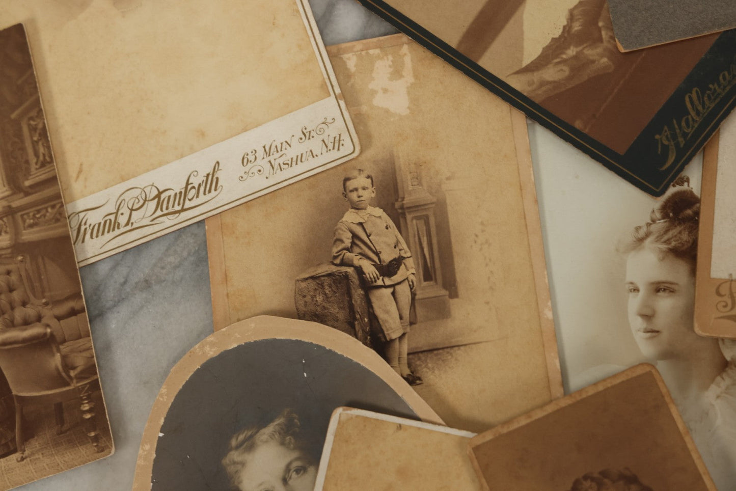 Lot 171 - Grouping Of 20+ Cabinet Card And Carte De Visite C.D.V. Photographs Of Men, Women, And Children, Including Little Girl With Hat, Smiling Toddler, And More