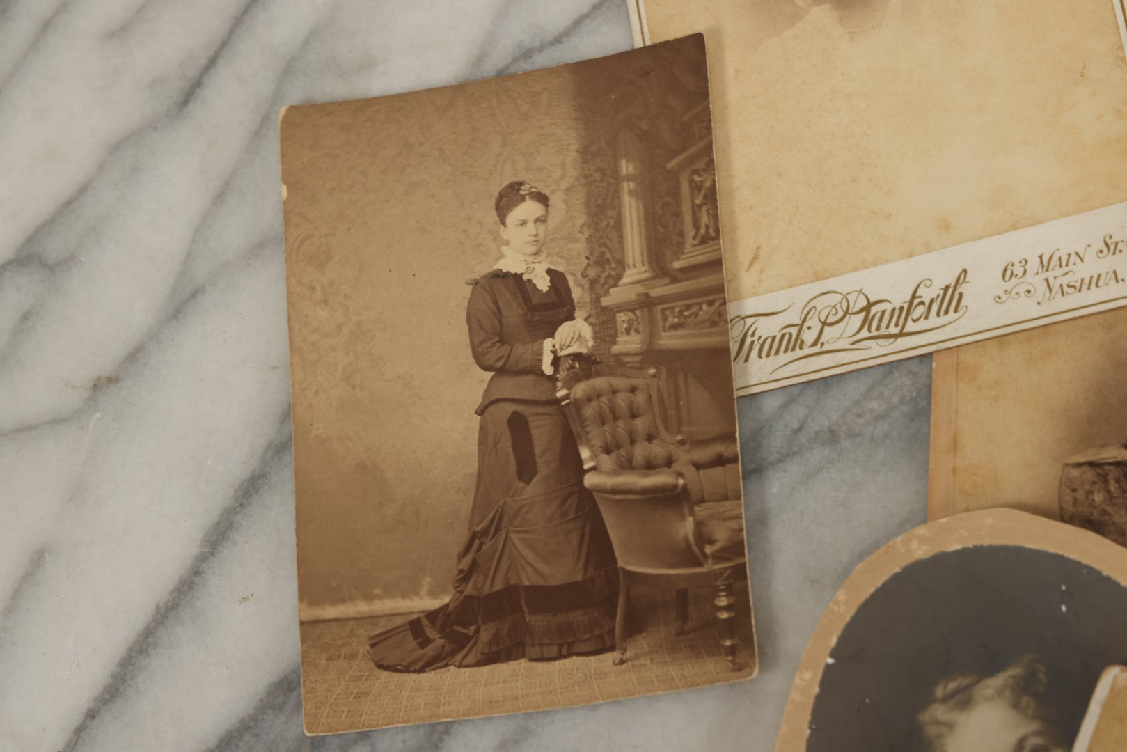 Lot 171 - Grouping Of 20+ Cabinet Card And Carte De Visite C.D.V. Photographs Of Men, Women, And Children, Including Little Girl With Hat, Smiling Toddler, And More