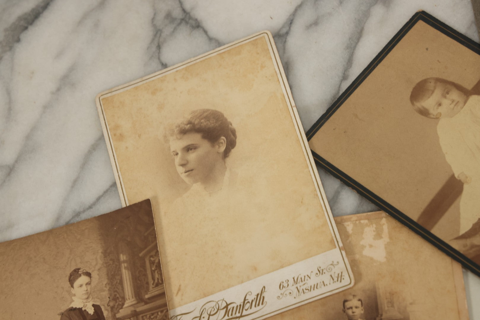 Lot 171 - Grouping Of 20+ Cabinet Card And Carte De Visite C.D.V. Photographs Of Men, Women, And Children, Including Little Girl With Hat, Smiling Toddler, And More