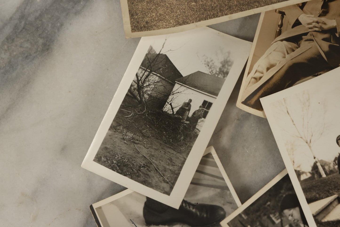 Lot 173 - Grouping Of 20+ Vintage And Antique Snapshot Photographs Including Boy With Baseball Bat, Boy With Bugle, Boy With Plane, Boy Riding Bike, Old Man In Stovepipe Hat, Etc.