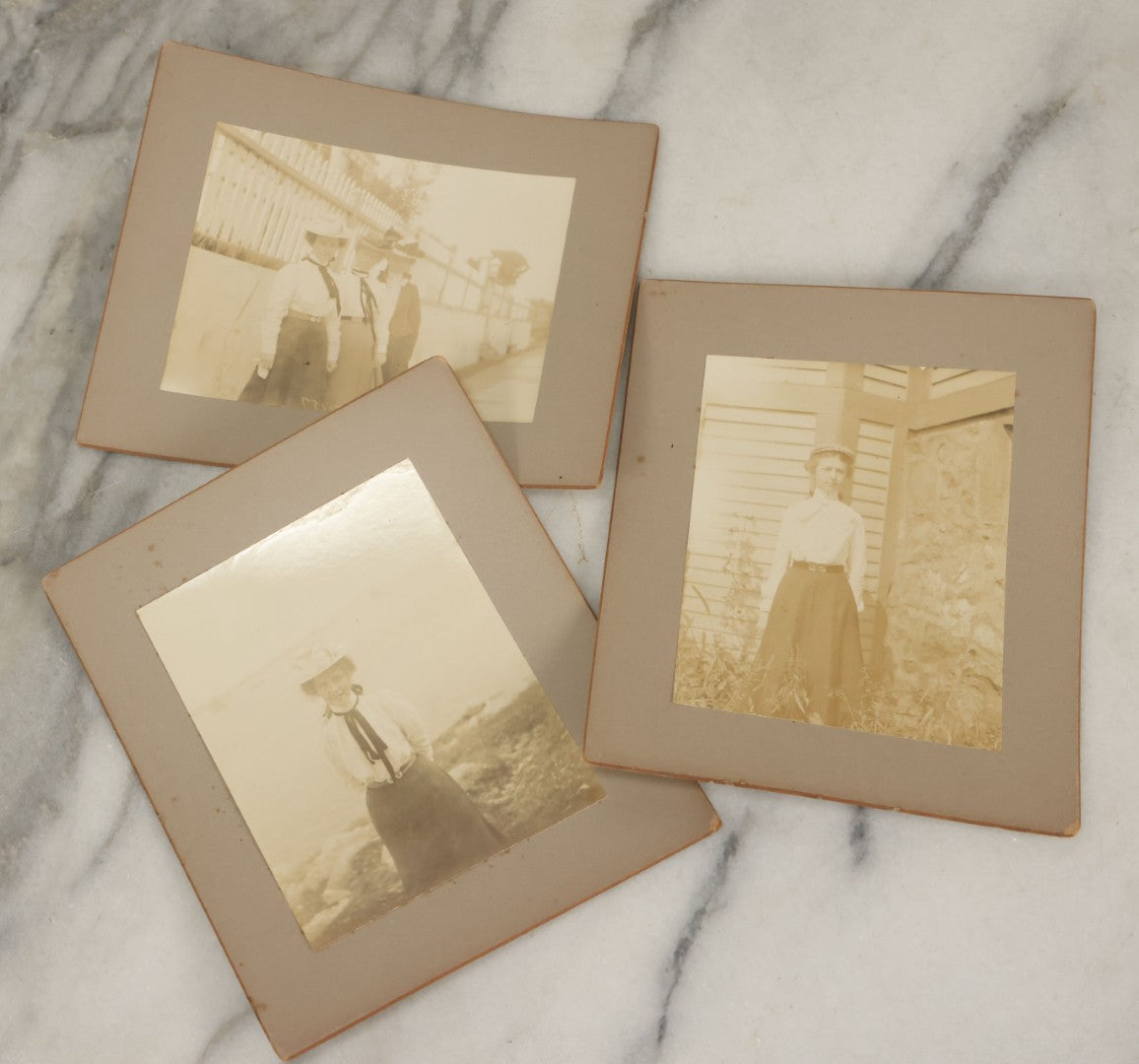 Lot 174 - Grouping Of Three Antique Boarded Photographs Of Victorian Women In And Around Saint Pierre And Miquelon (French Territory Near Newfoundland, Canada)